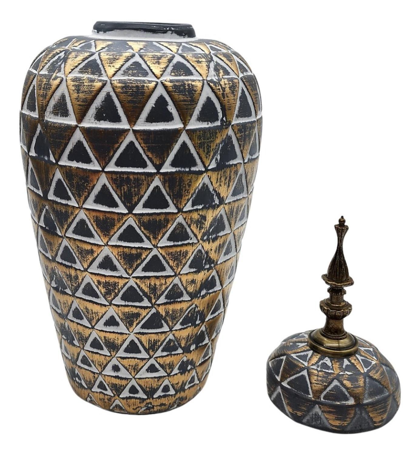 Florero Jarrón De Cerámica Diseño Nórdico Gris Con Tapa-1