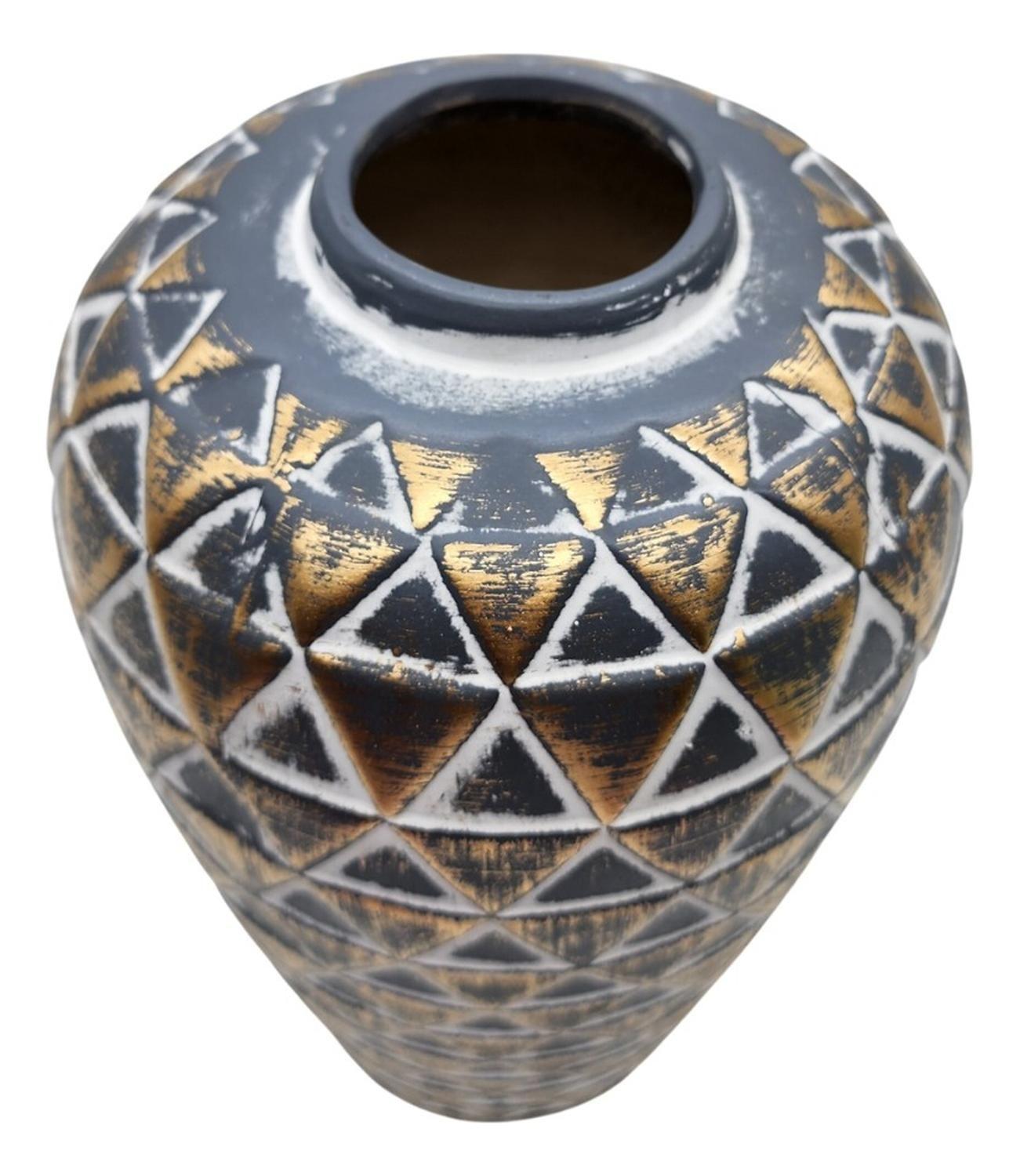 Florero Jarrón De Cerámica Diseño Nórdico Gris Con Tapa-3