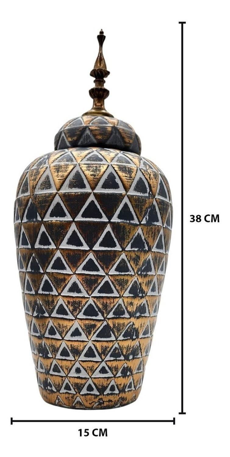 Florero Jarrón De Cerámica Diseño Nórdico Gris Con Tapa-4