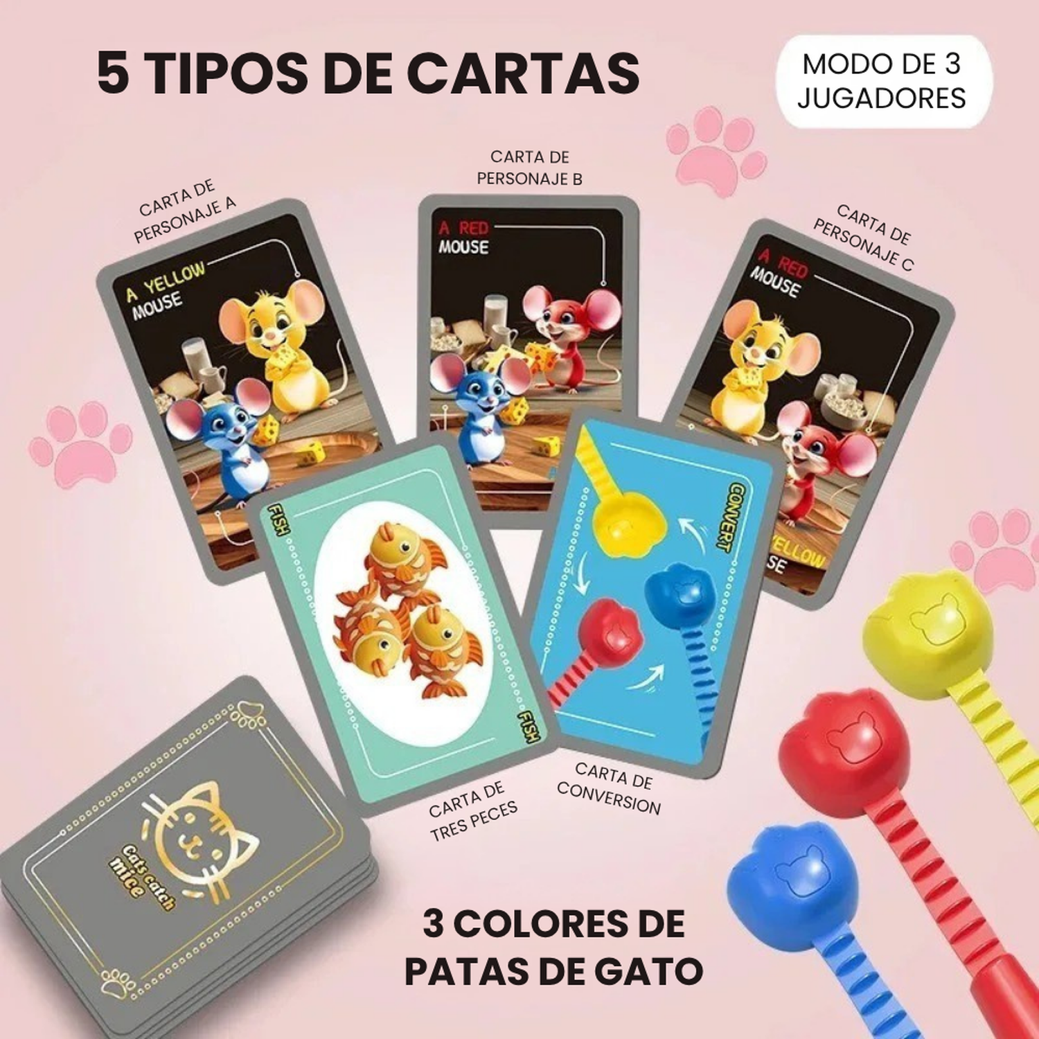 Juego de Mesa Cats Catch Mice Habilidad y Reaccion Rapida-2