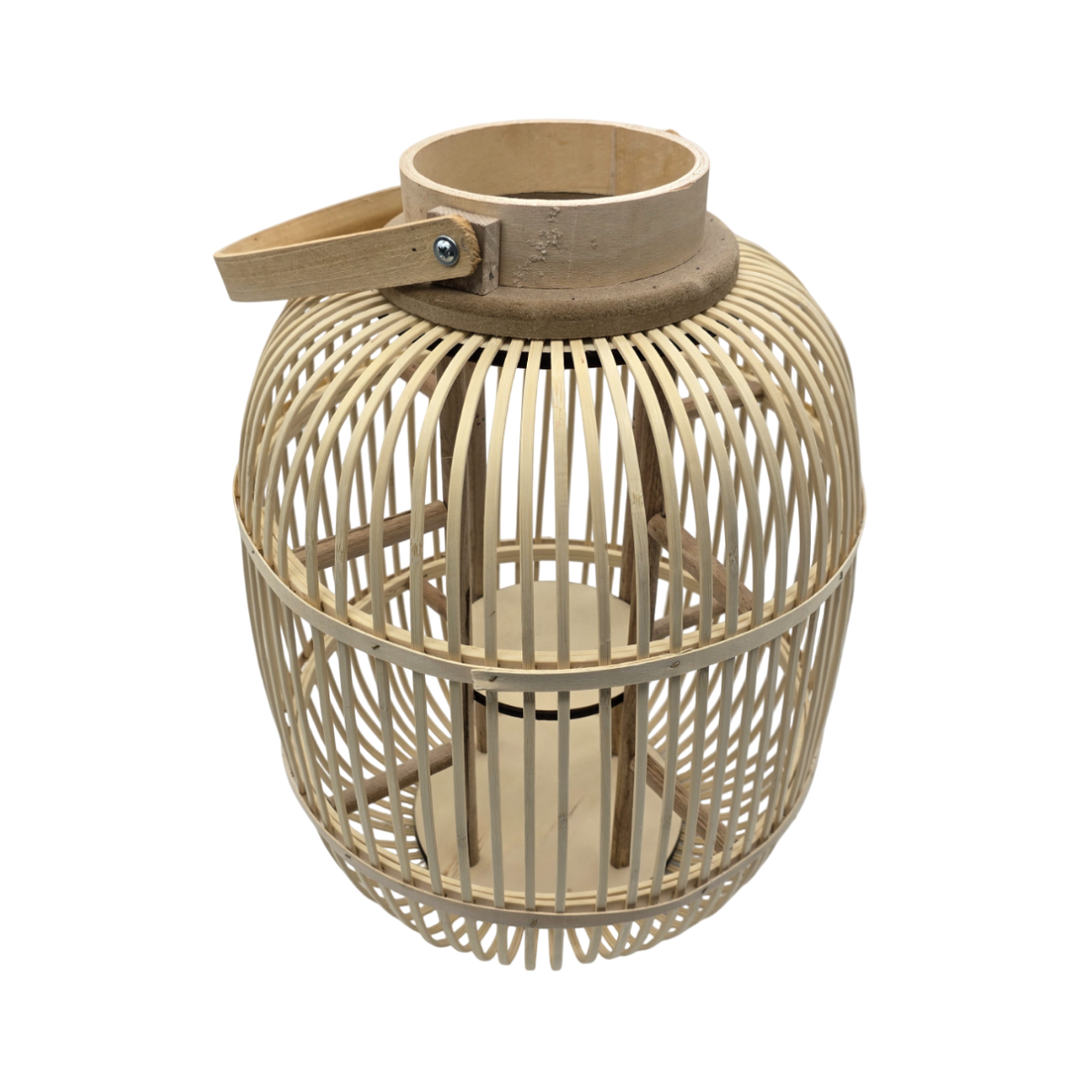 Candelabro De Bambu Natural Nordico Porta Vela Farol 40 CM-2