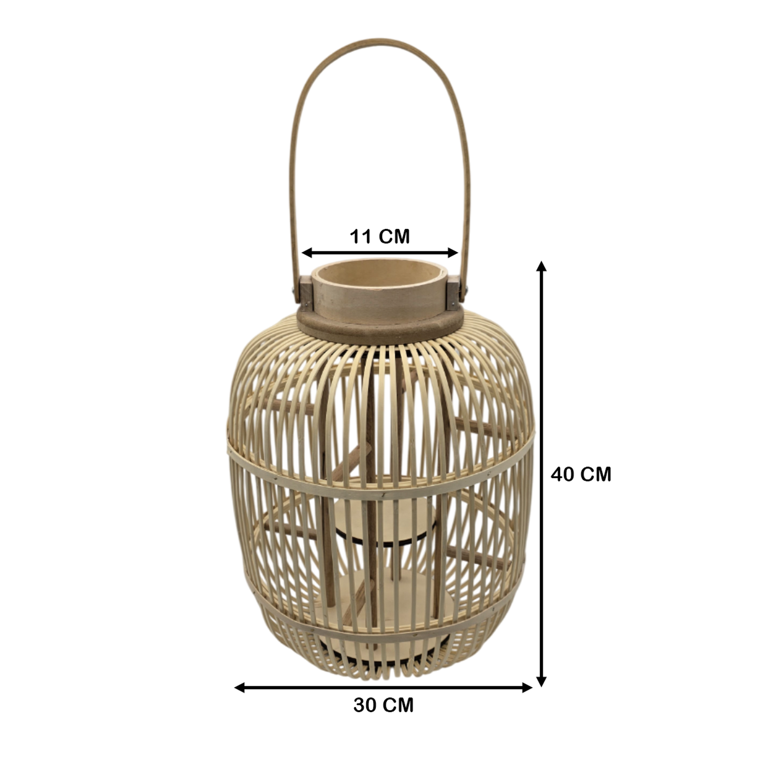 Candelabro De Bambu Natural Nordico Porta Vela Farol 40 CM-4