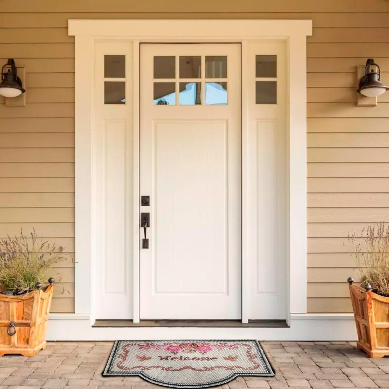 Alfombra Welcome Limpiapies Flores Alfombra De Entrada Multi-1