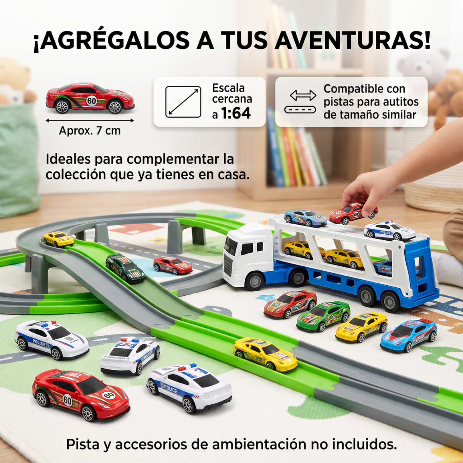 Set 60 Autitos Con Contenedor Maletín Y Pista De Juego Infantil-6