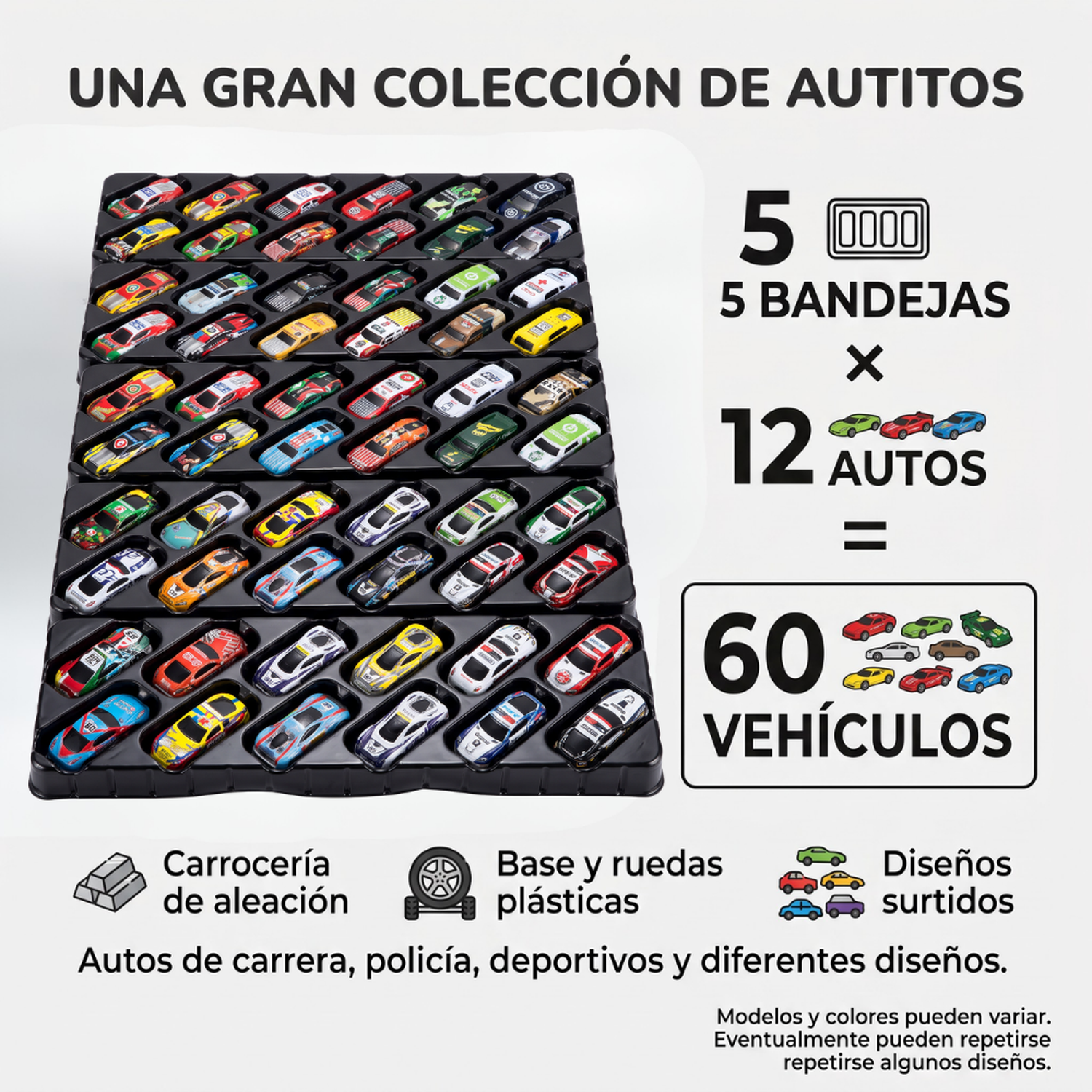 Set 60 Autitos Con Contenedor Maletín Y Pista De Juego Infantil-7