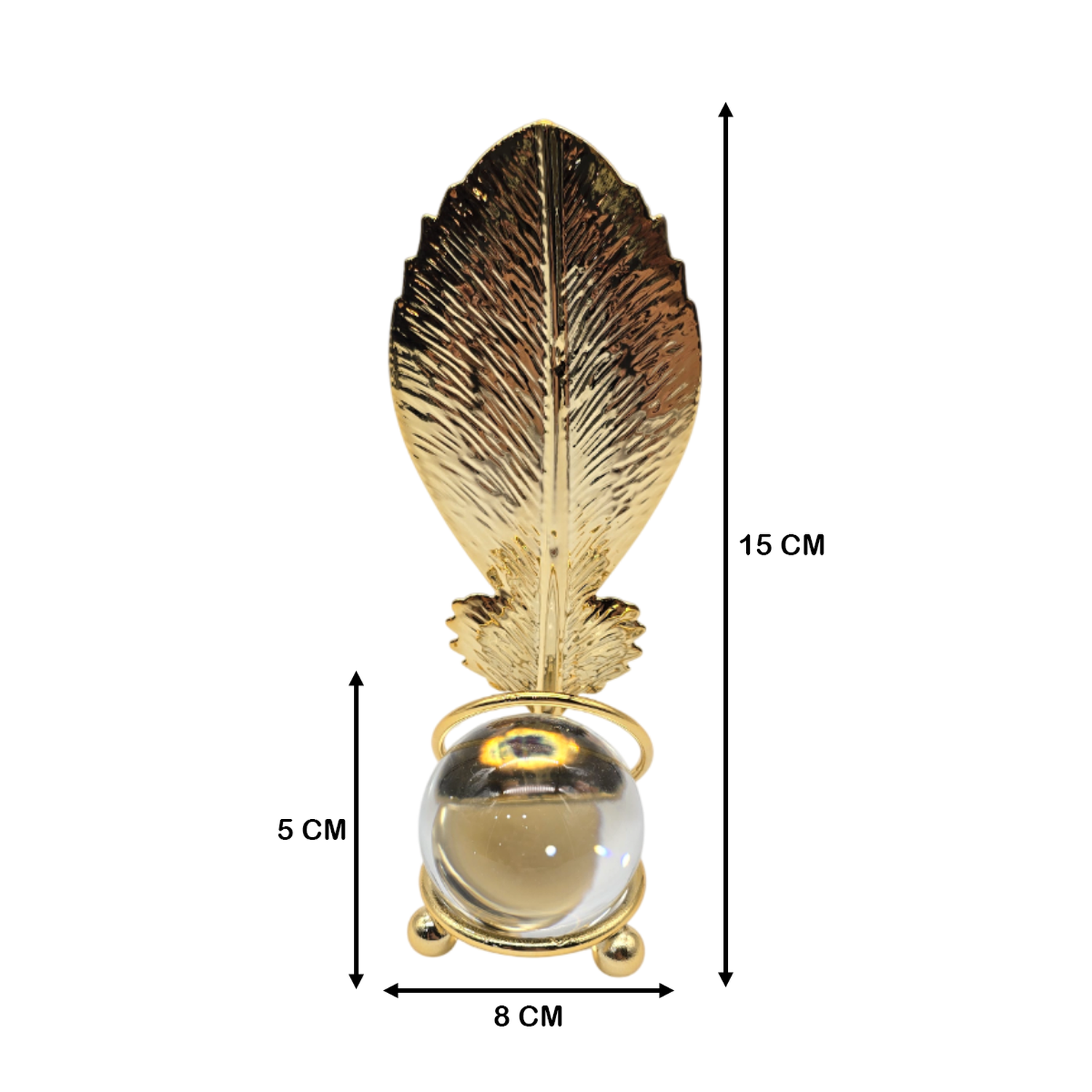 Hoja Dorada Con Bola De Cristal Adorno Elegante Para Mesas-3