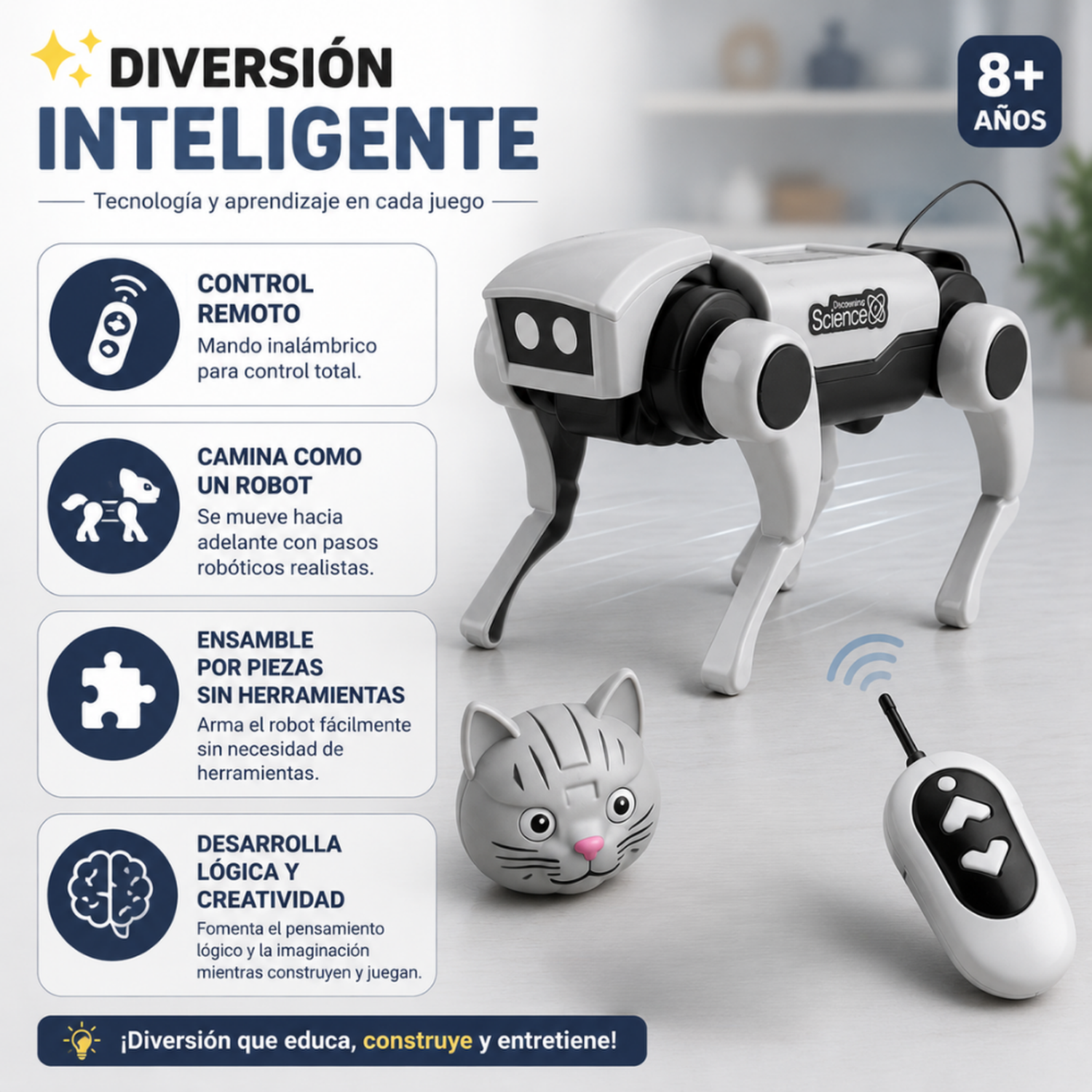 Kit 2 Arma Tu Primer Perro Robot RC a Control Remoto Juguete-2
