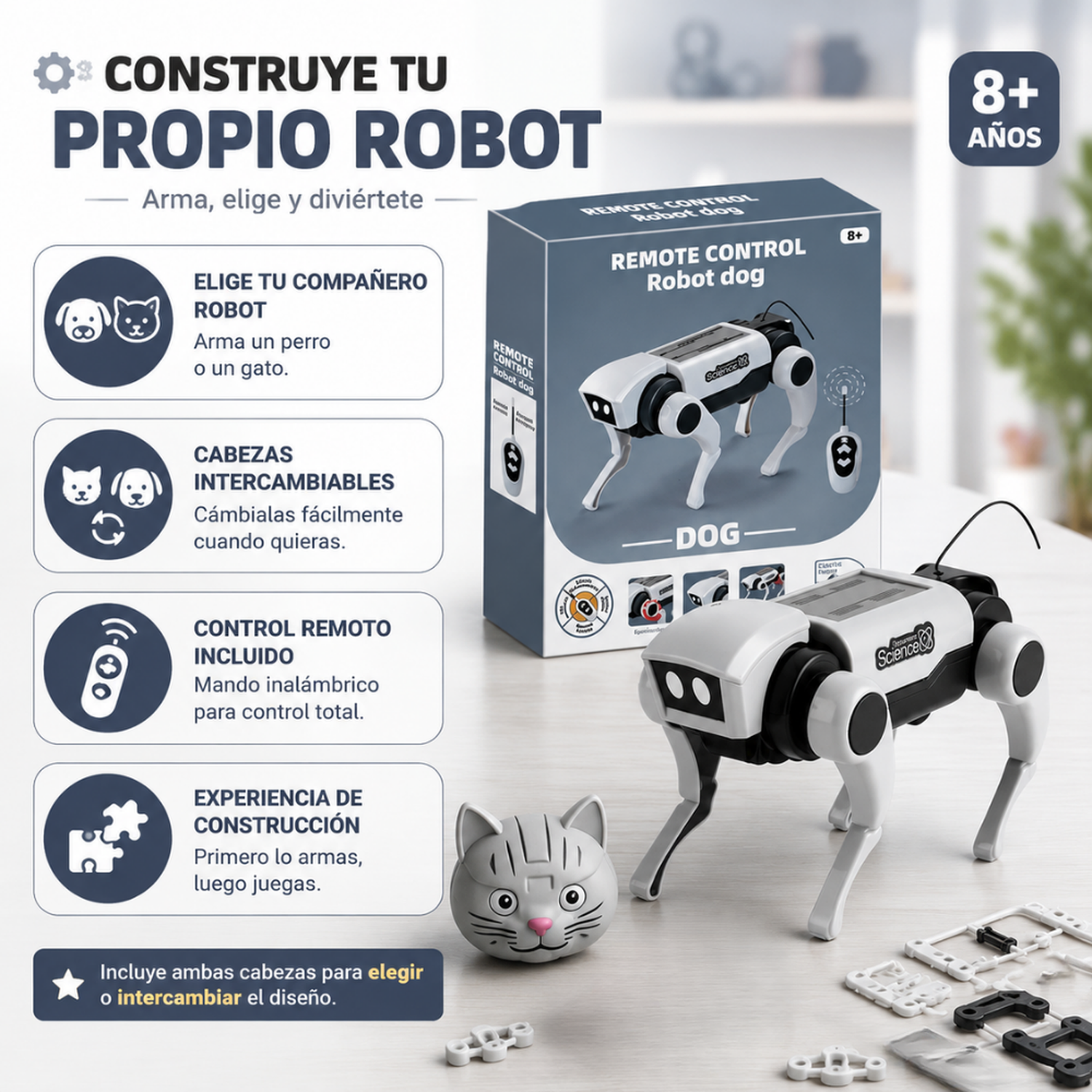 Kit 2 Arma Tu Primer Perro Robot RC a Control Remoto Juguete-3