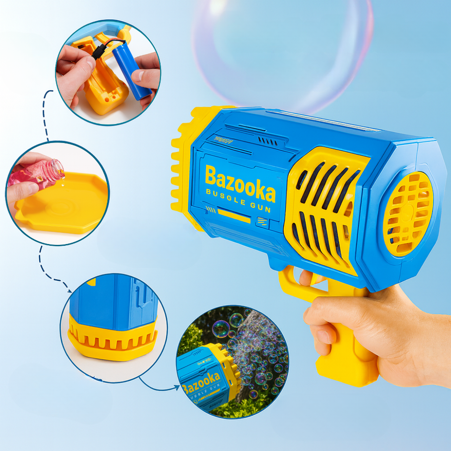 Pistola De Burbujas Bazooka Bubble Gun Juguete Con Luces Led-2
