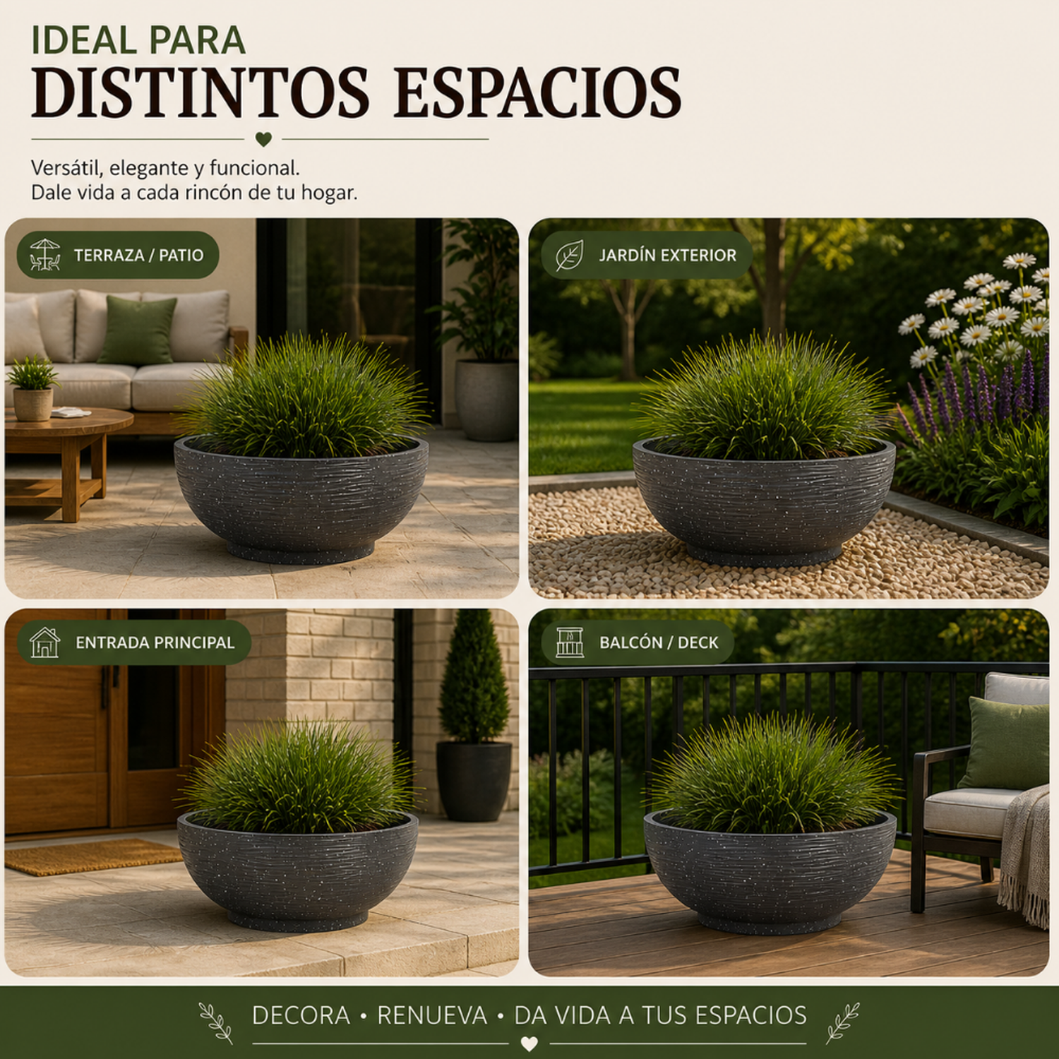 Macetero Plastico Semi Esfera Premium Diseño a Rayas M-6
