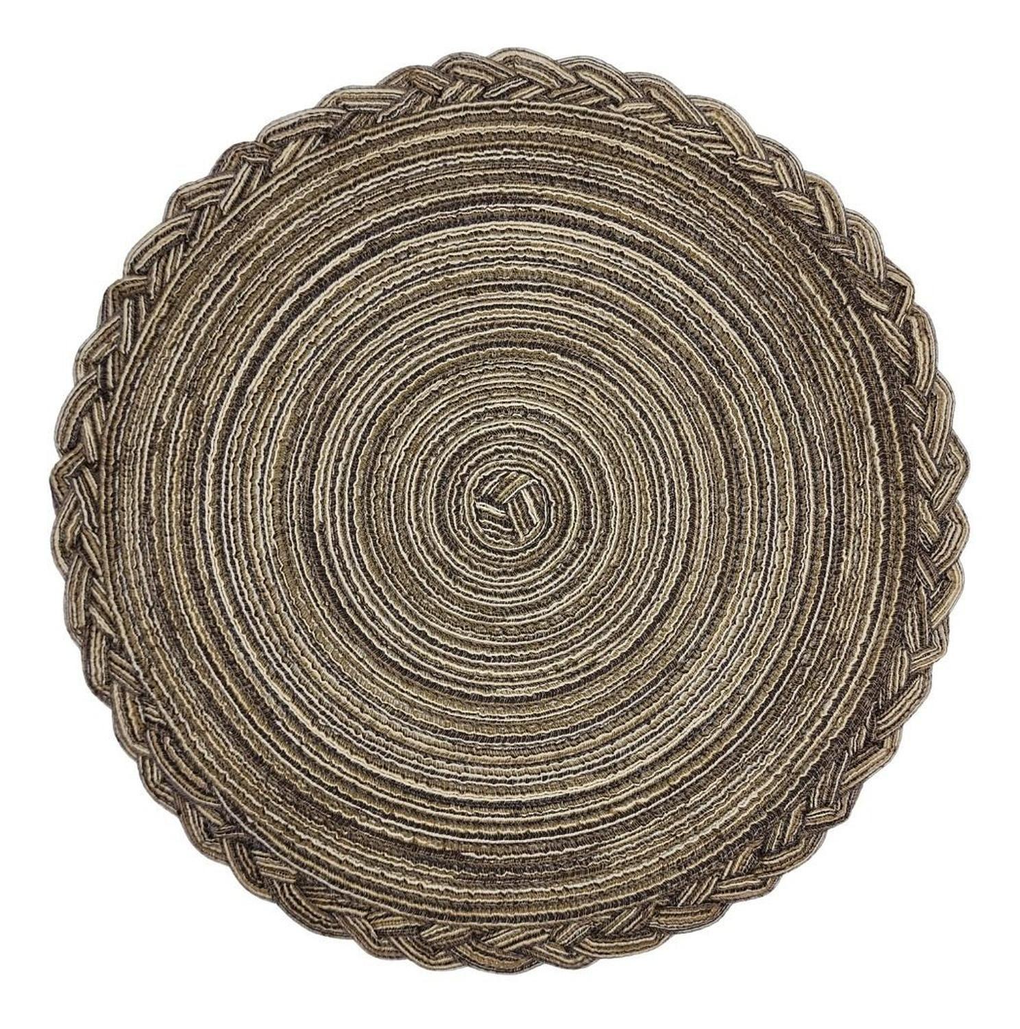 Set 6 Individuales Circulares Borde Trenzado Color Cafe-0