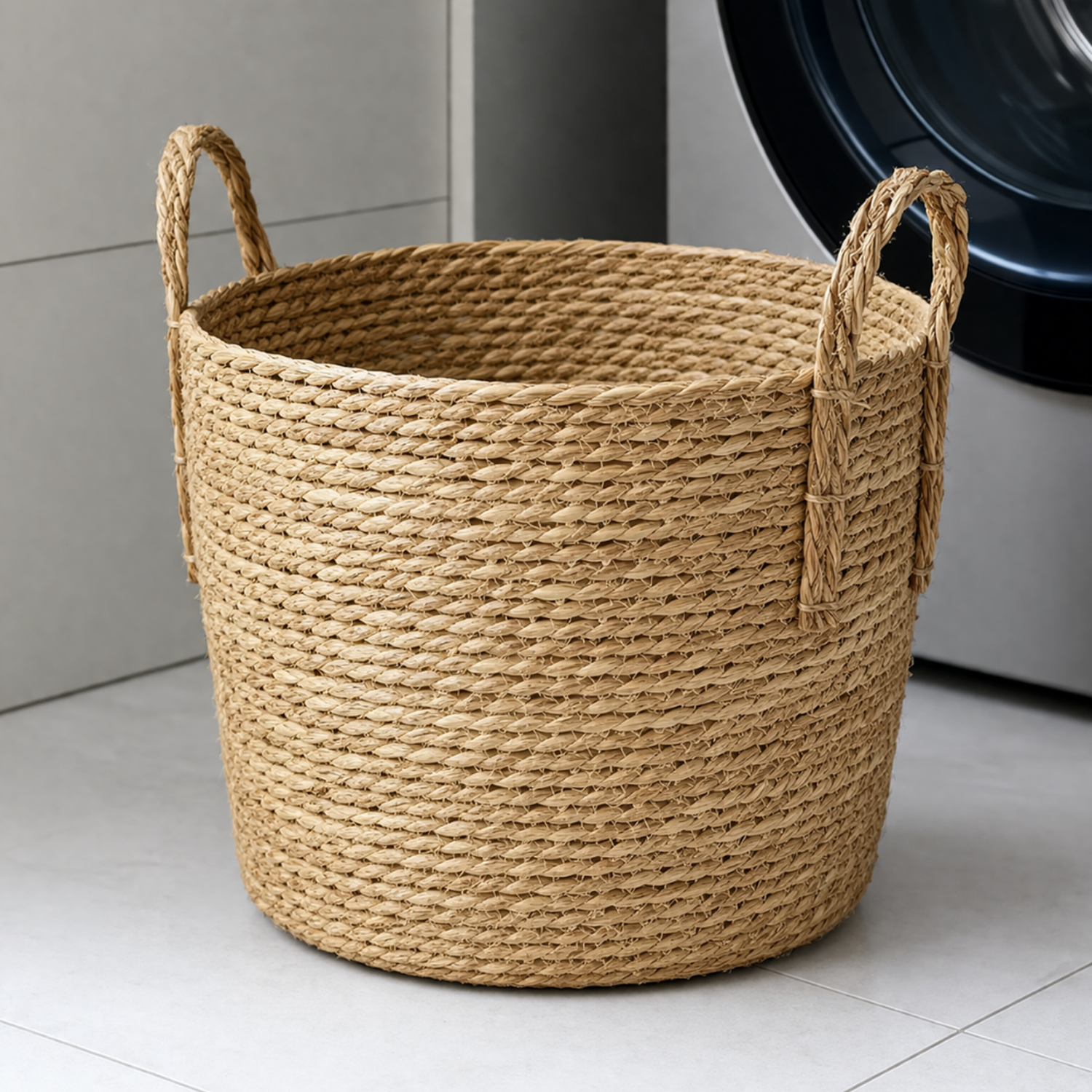 Canasto Cesta de Yute Tejido Estilo Rustico Con Asas M-1