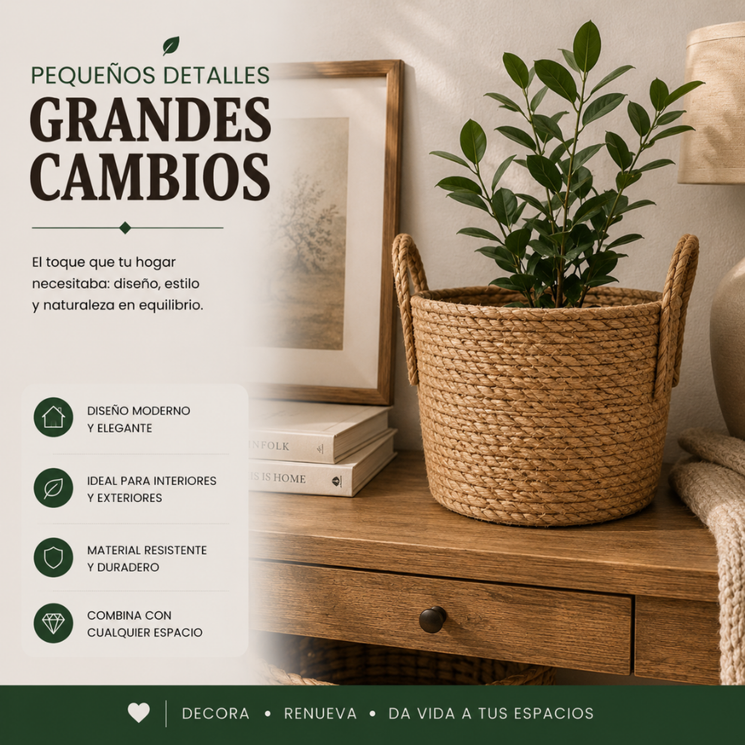 Canasto Cesta de Yute Tejido Estilo Rustico Con Asas M-4