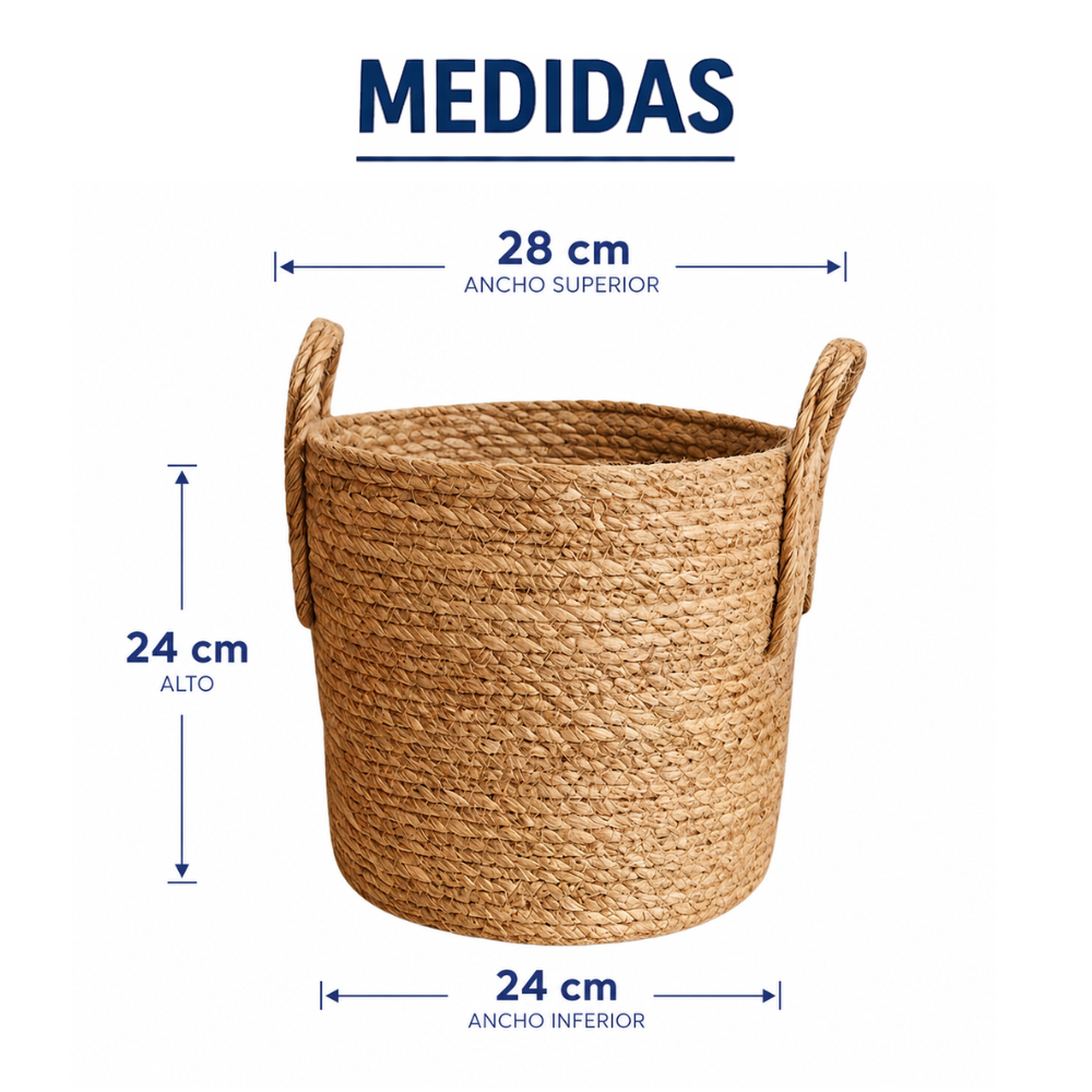 Canasto Cesta de Yute Tejido Estilo Rustico Con Asas M-9