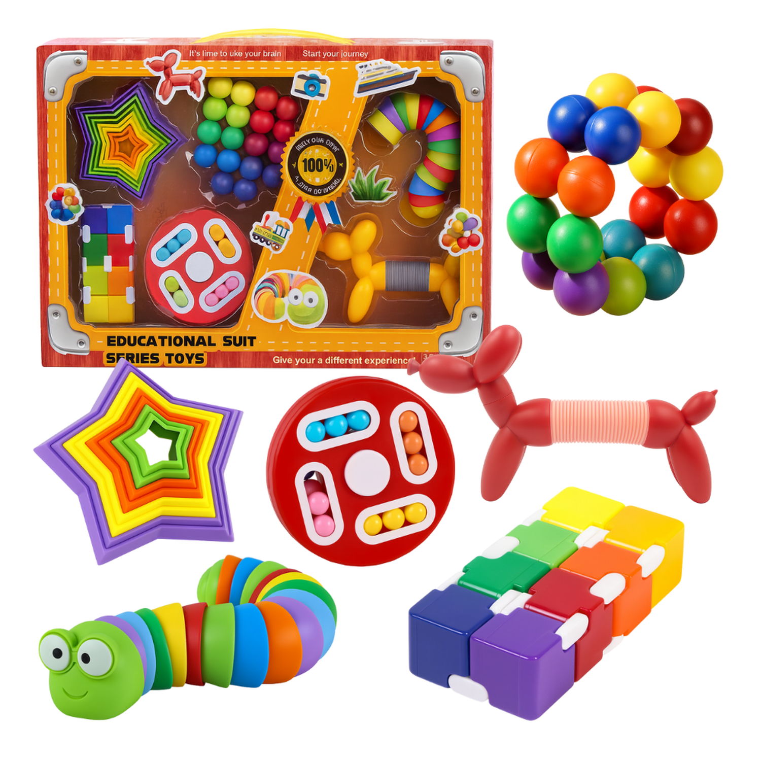 Set De 6 Juguetes Sensoriales Educativos Antiestrés Niños-5