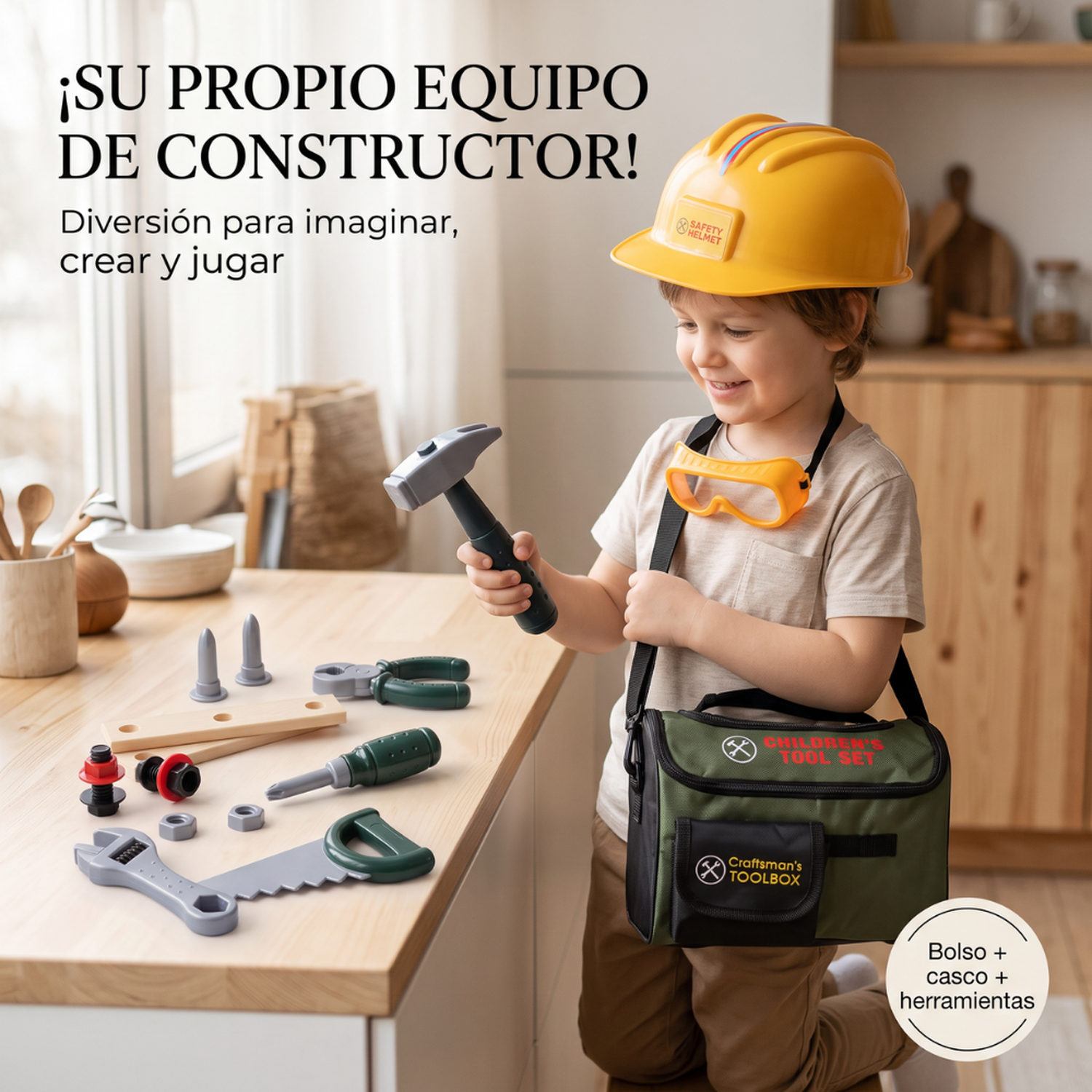 Bolso Herramientas Infantil Realista Juego Constructor Con Accesorios-3