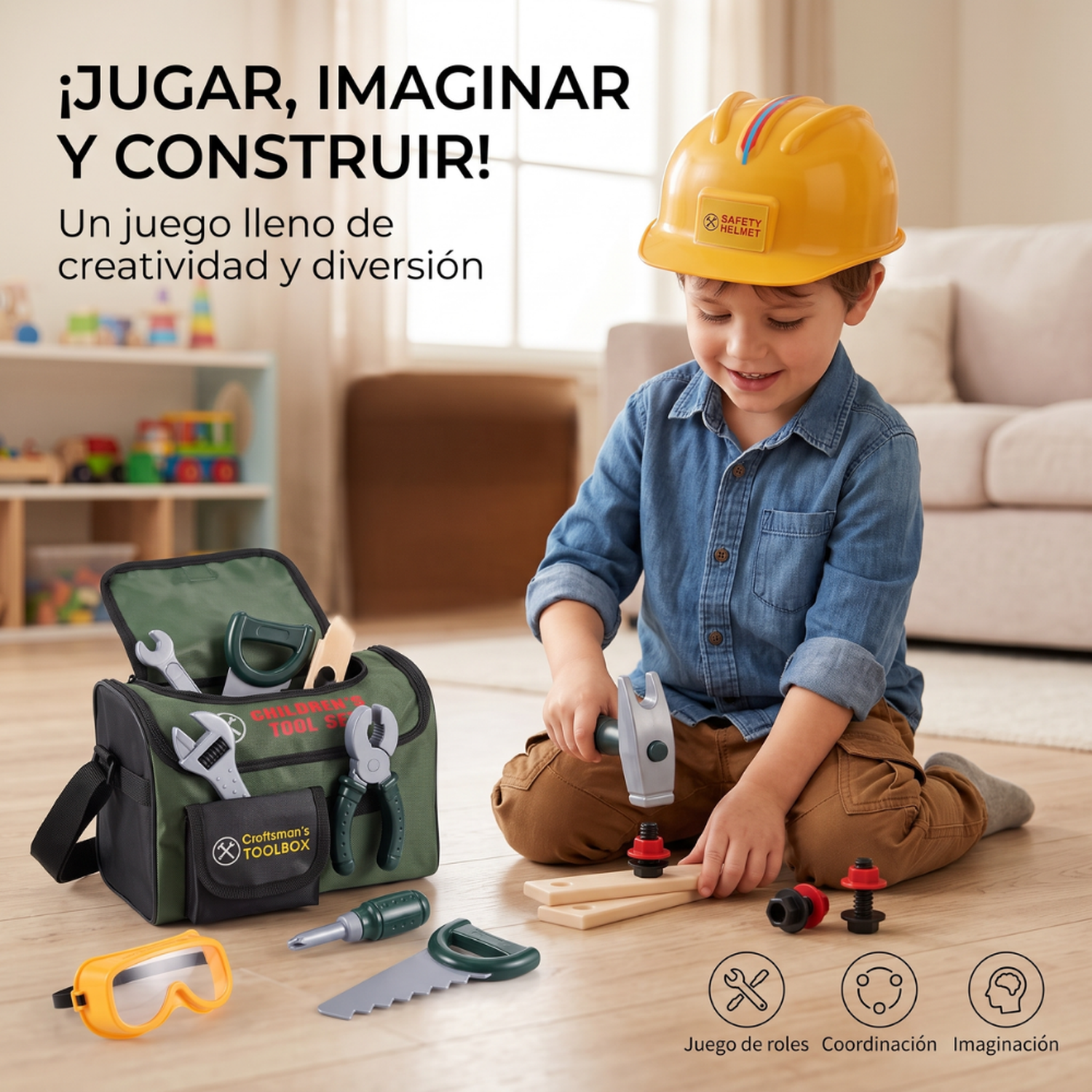 Bolso Herramientas Infantil Realista Juego Constructor Con Accesorios-5