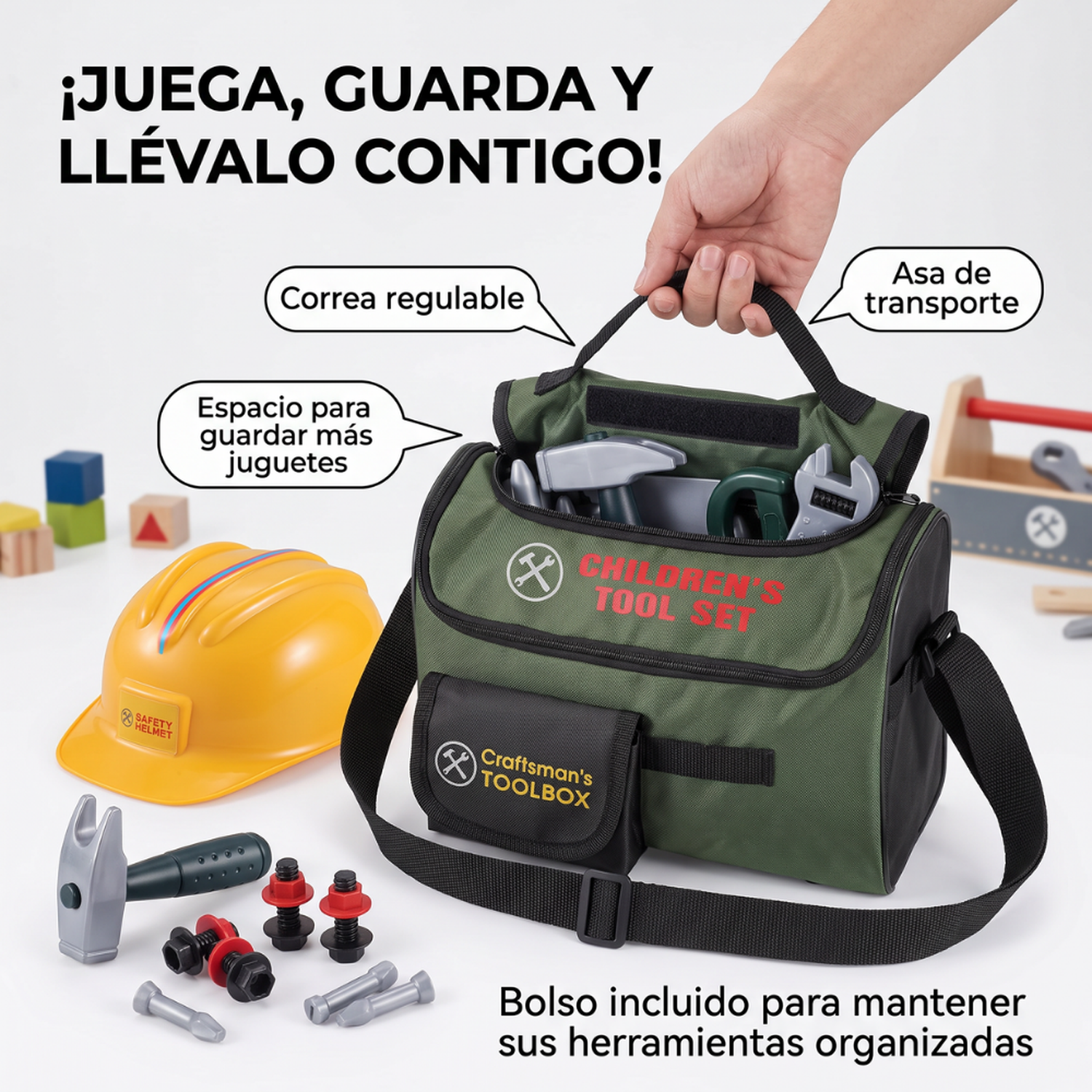 Bolso Herramientas Infantil Realista Juego Constructor Con Accesorios-6