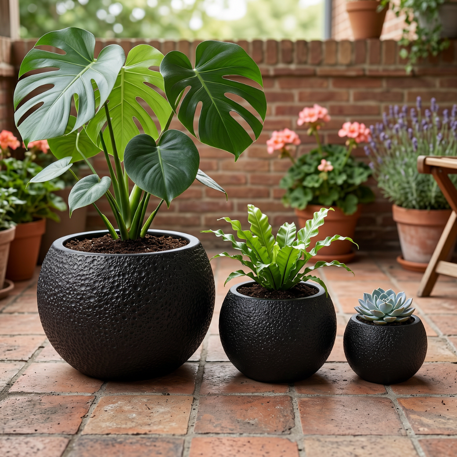 Macetero Plastico Redondo Tipo Piedra Decorativo Jardin S-8