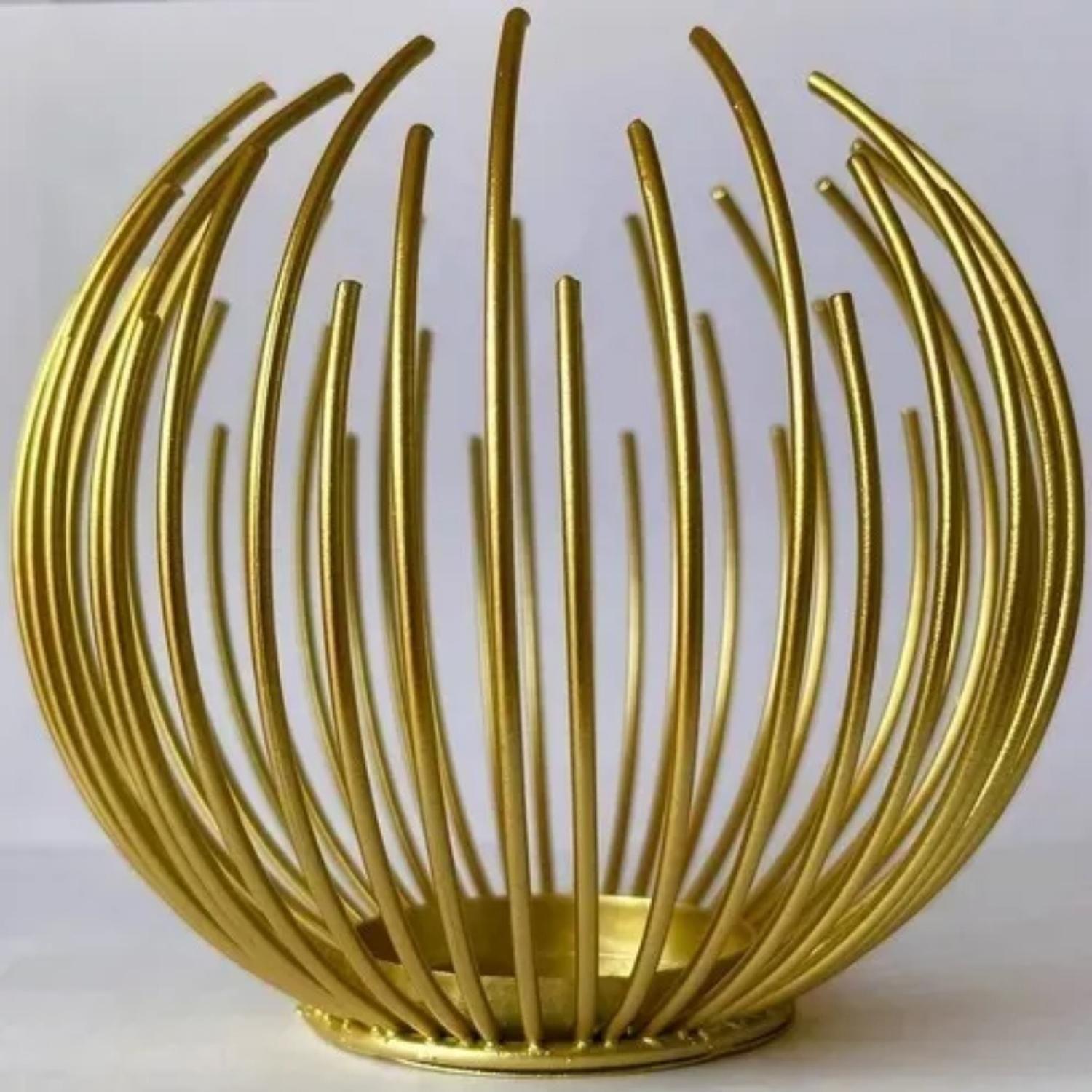Candelabro Porta Vela Dorado Estilo Nórdico Decorativo-2