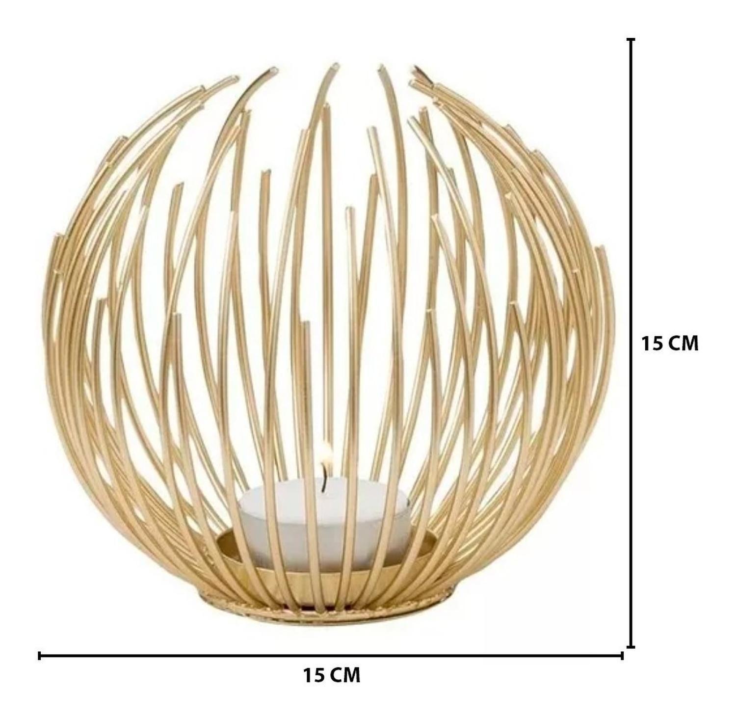 Candelabro Porta Vela Dorado Estilo Nórdico Decorativo-4