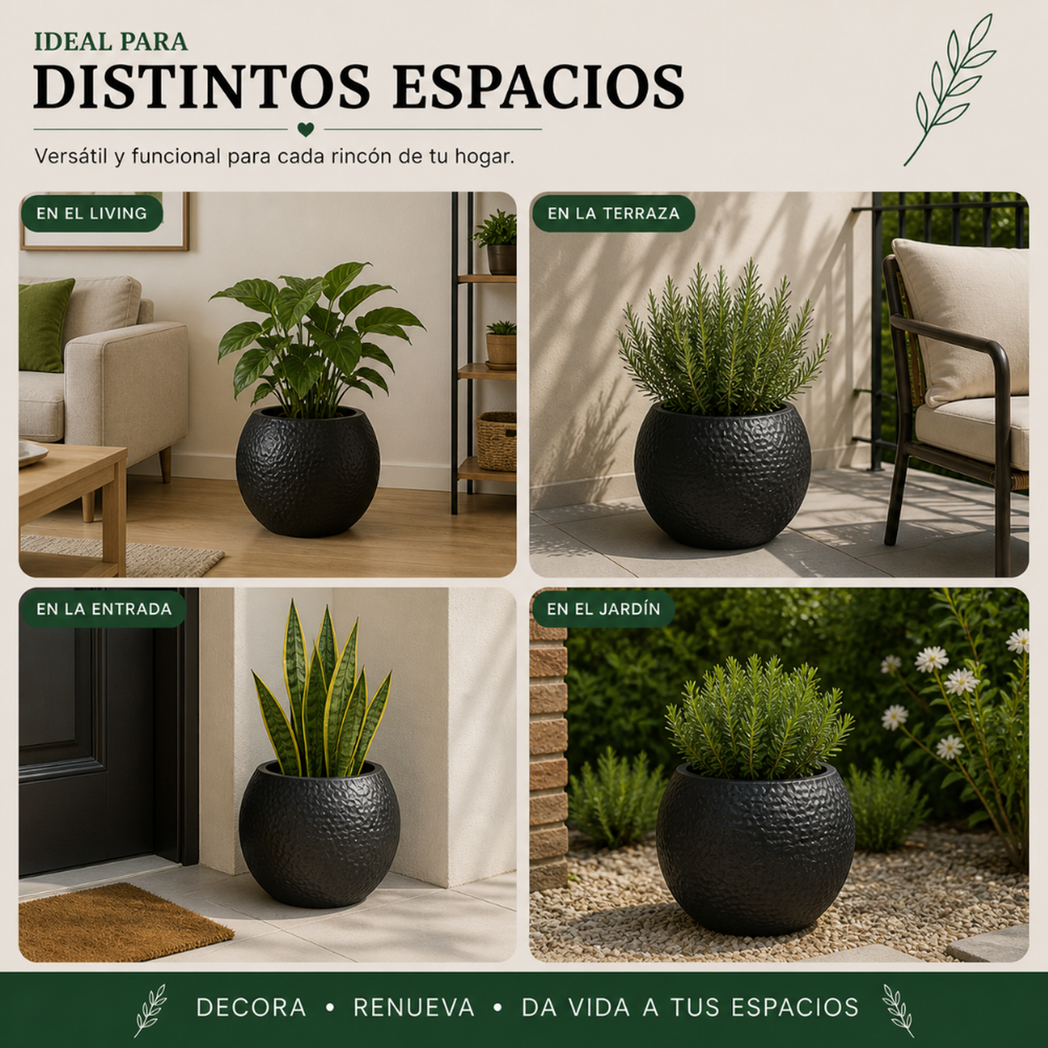 Macetero Plastico Redondo Tipo Piedra Decorativo Jardin L-5