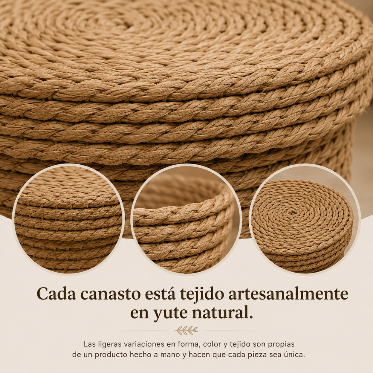 Canasto Cesta De Yute Tejida Con Tapa Acabado Rustico S-7