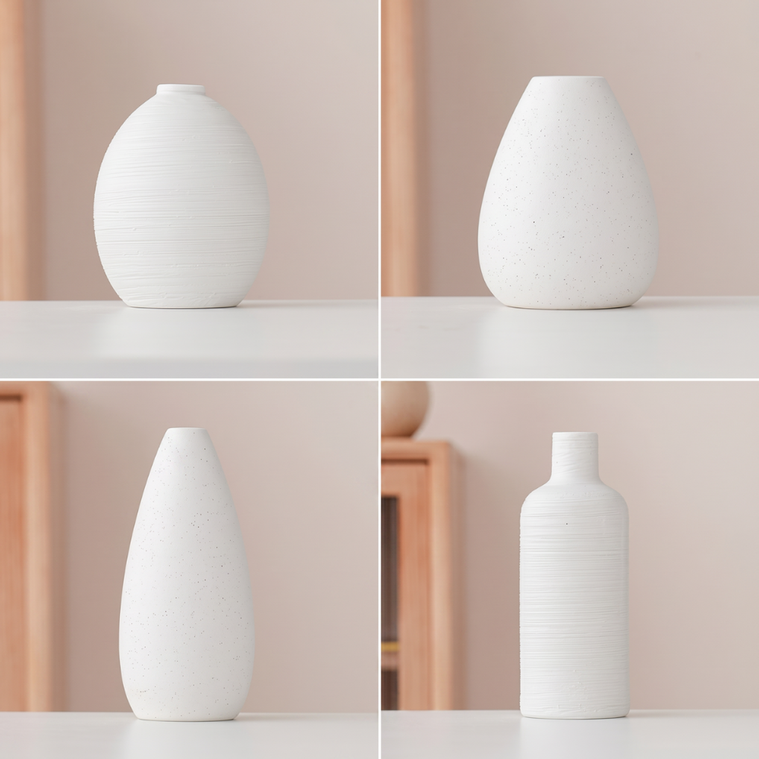 Set 4 Floreros de Ceramica Decorativos Estilo Nordico Hogar-3
