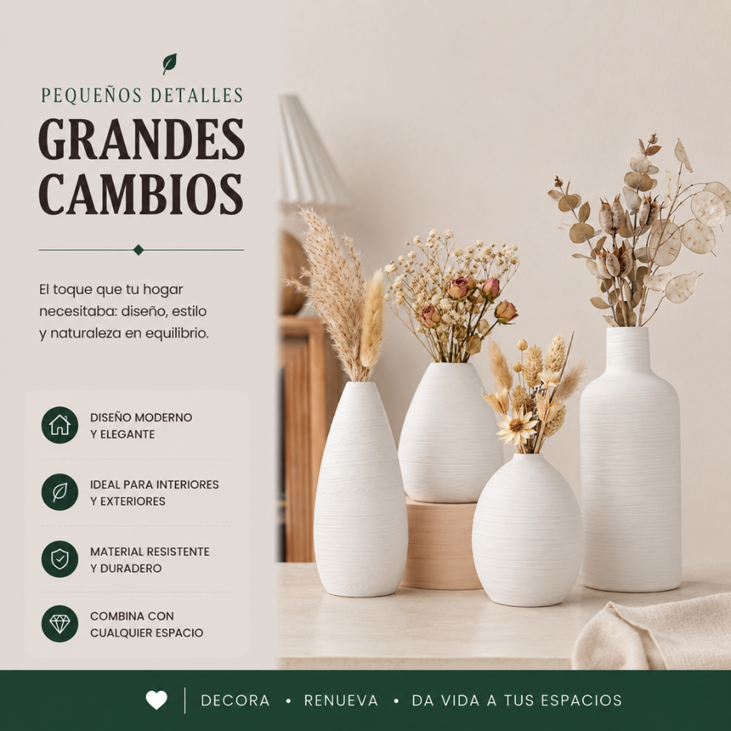 Set 4 Floreros de Ceramica Decorativos Estilo Nordico Hogar-4