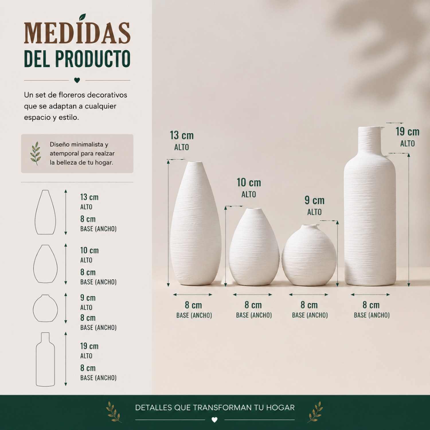 Set 4 Floreros de Ceramica Decorativos Estilo Nordico Hogar-6