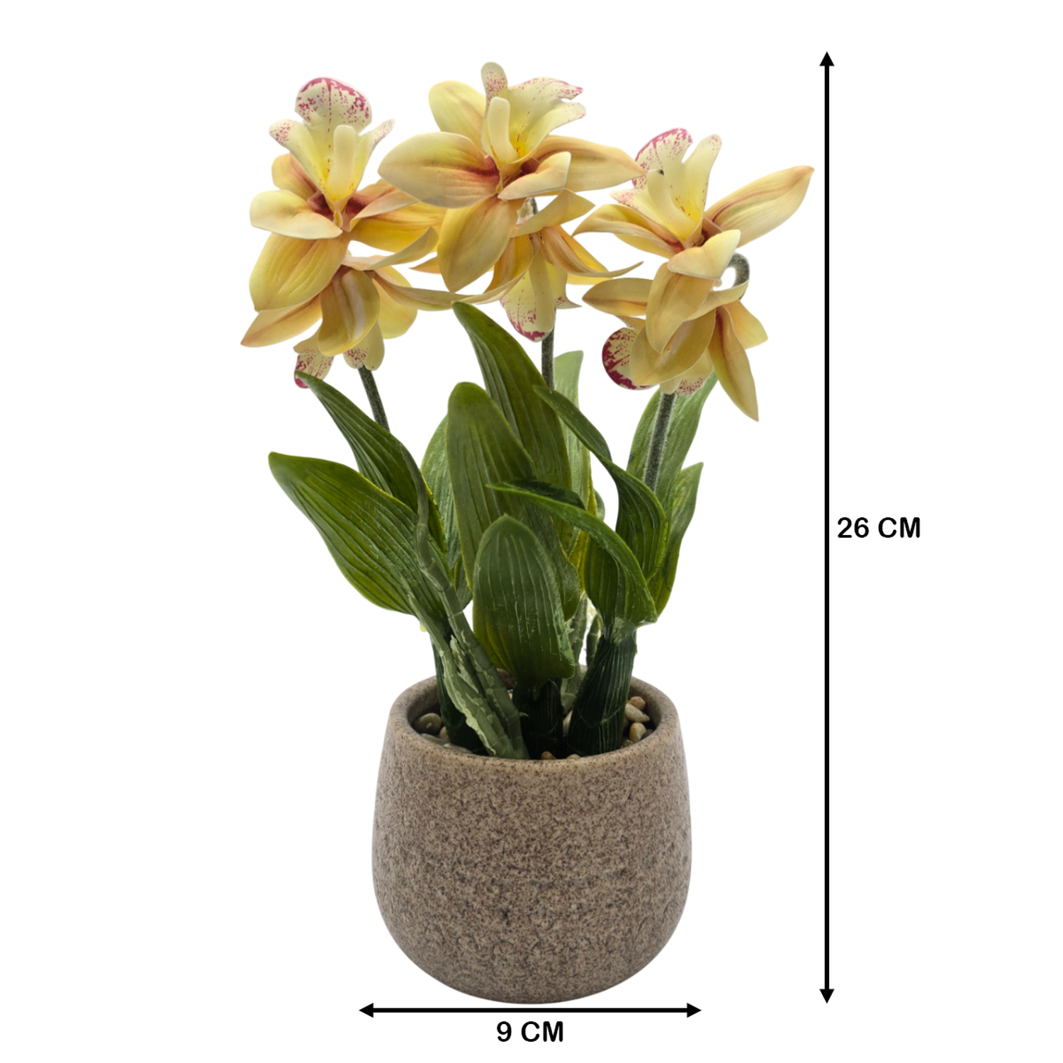 Planta Artificial Orquidea Amarilla Decorativa Macetero Loza-3