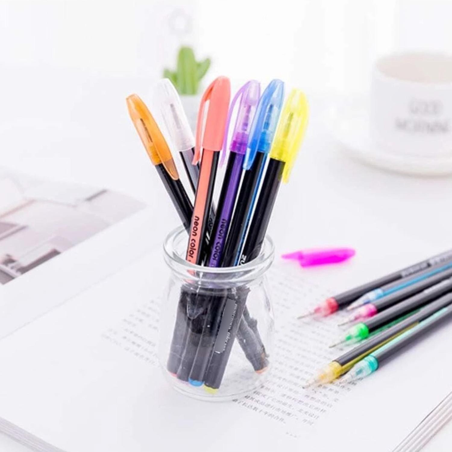 Set 12 Lapices Gel Glitter Neon Color 1,0 Mm Lapiz Arte-1