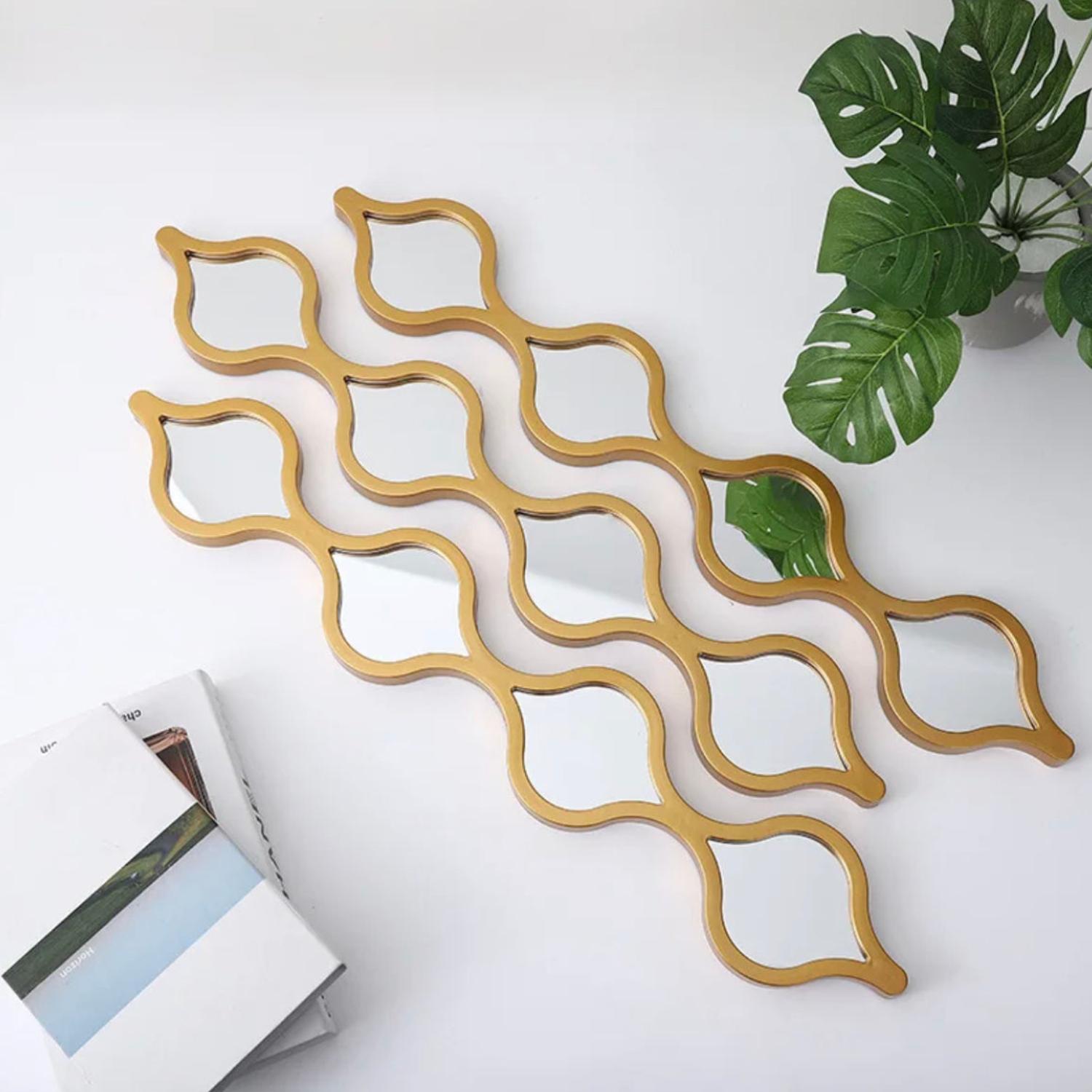 Set 3 Espejos De Pared De Ondas Alargadas Marcos De Espejos-1