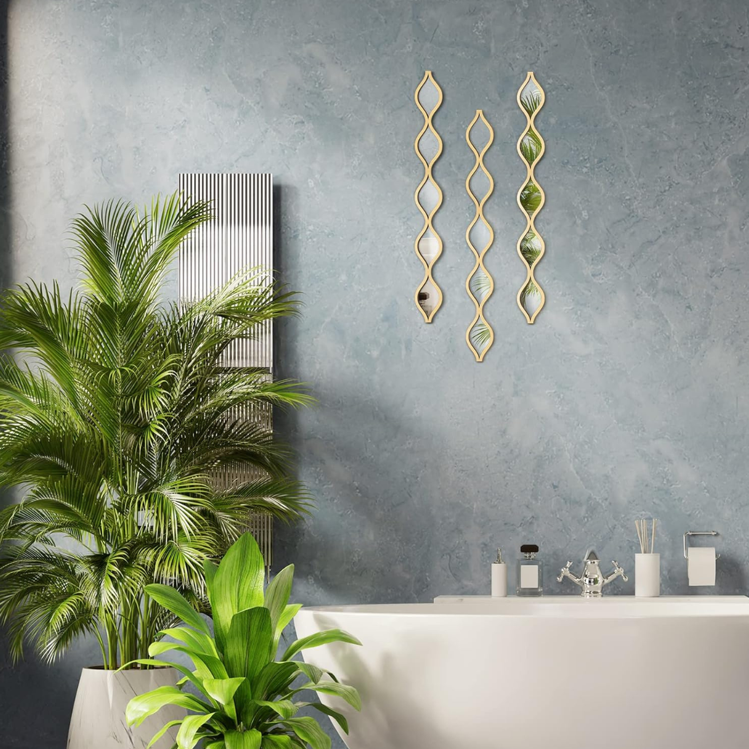 Set 3 Espejos De Pared De Ondas Alargadas Marcos De Espejos-3