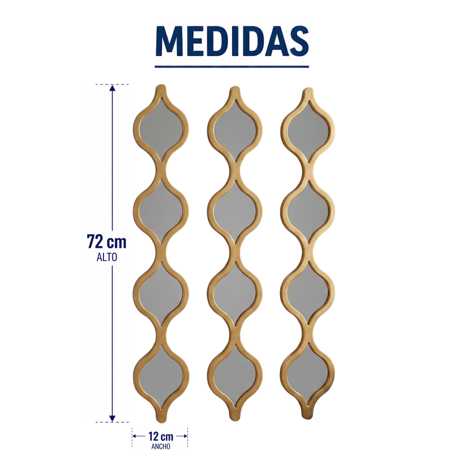 Set 3 Espejos De Pared De Ondas Alargadas Marcos De Espejos-8