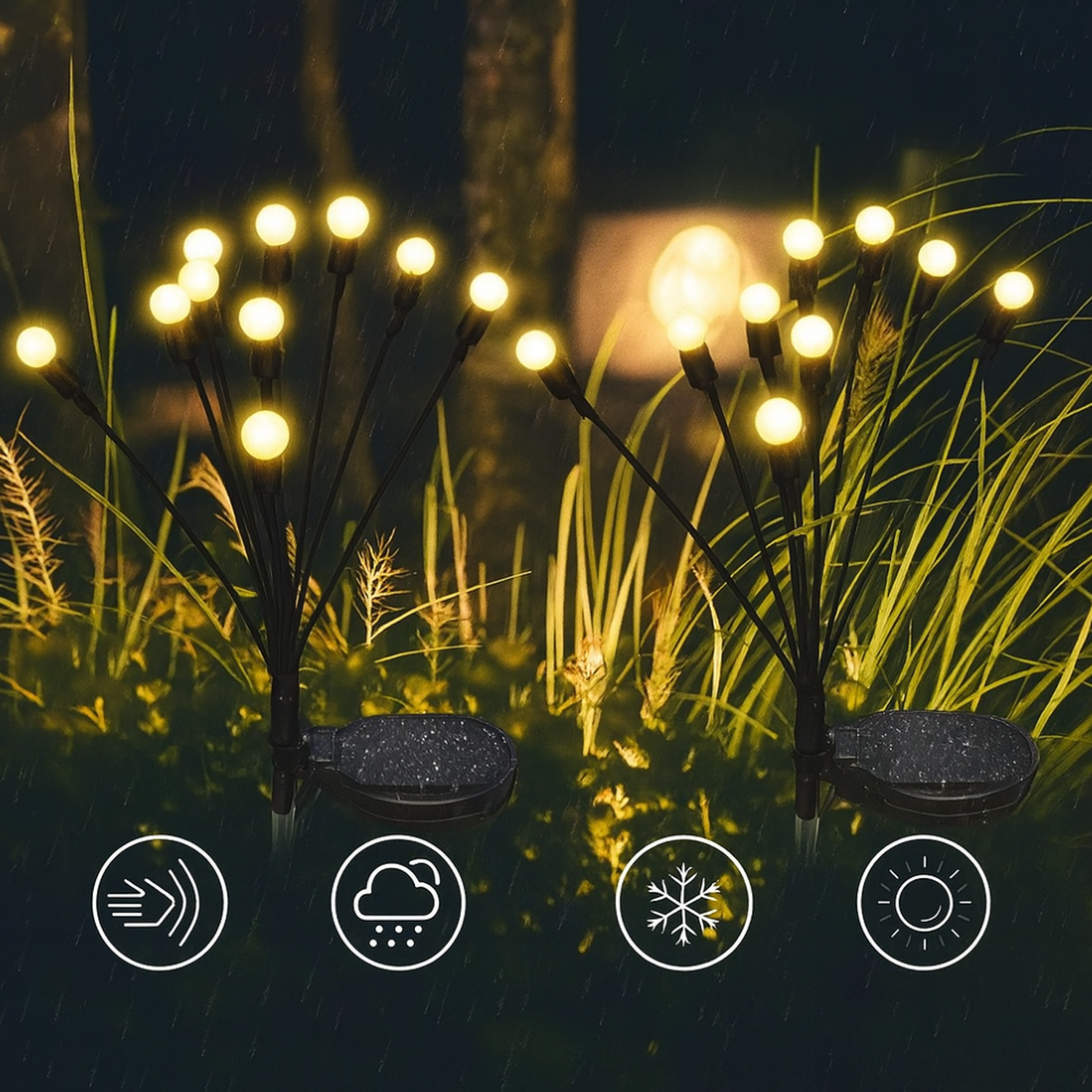 Set 2 Luces Solares Exterior Jardin Estaca Decorativa Led-3