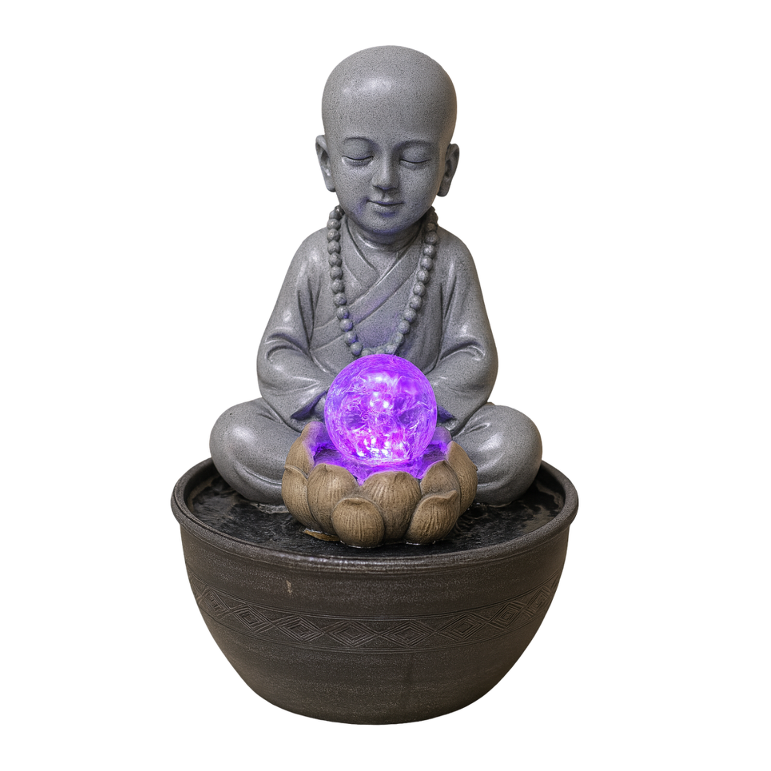 Estatua Figura De Buda Gris Decorativa Buda Fuente De Agua-0