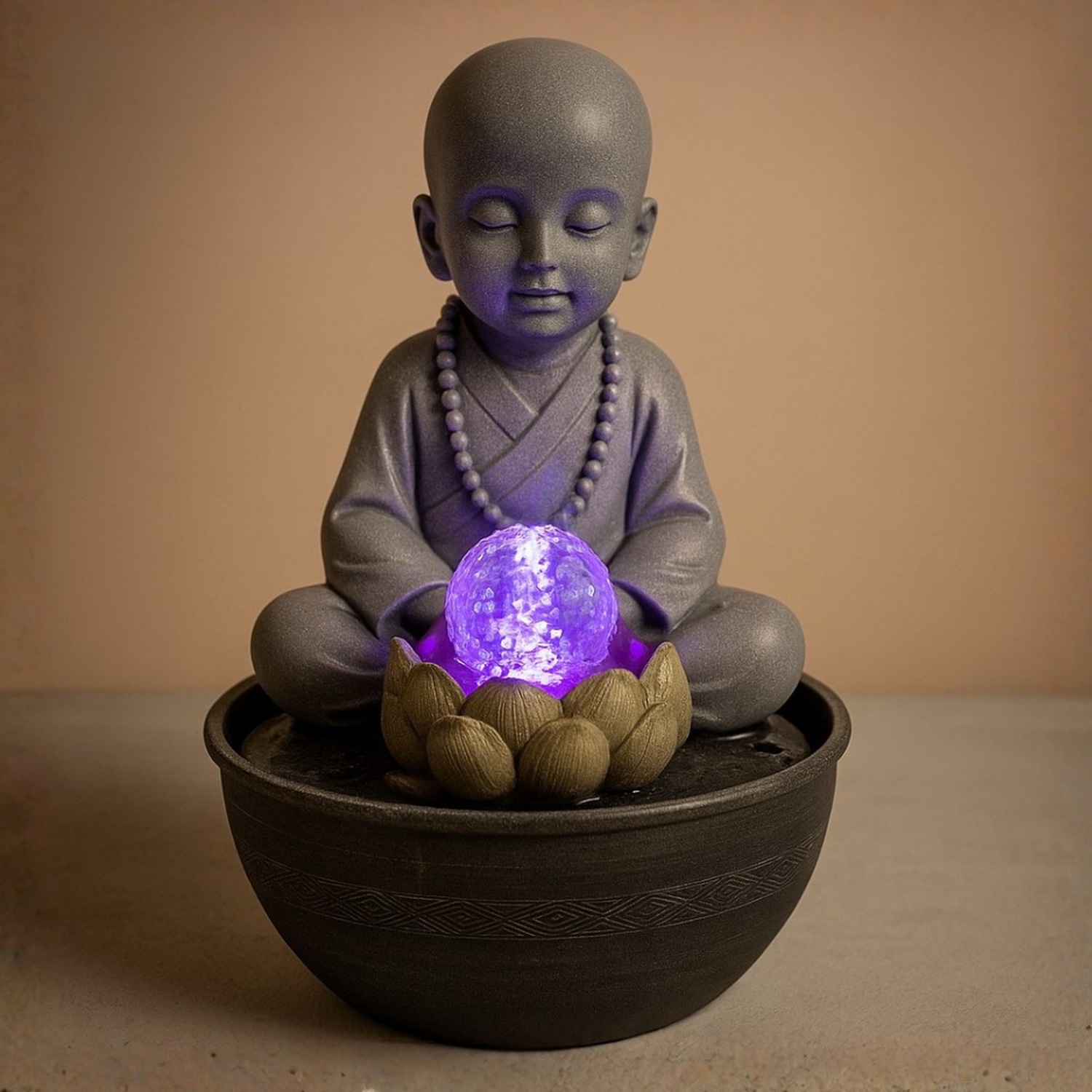 Estatua Figura De Buda Gris Decorativa Buda Fuente De Agua-1