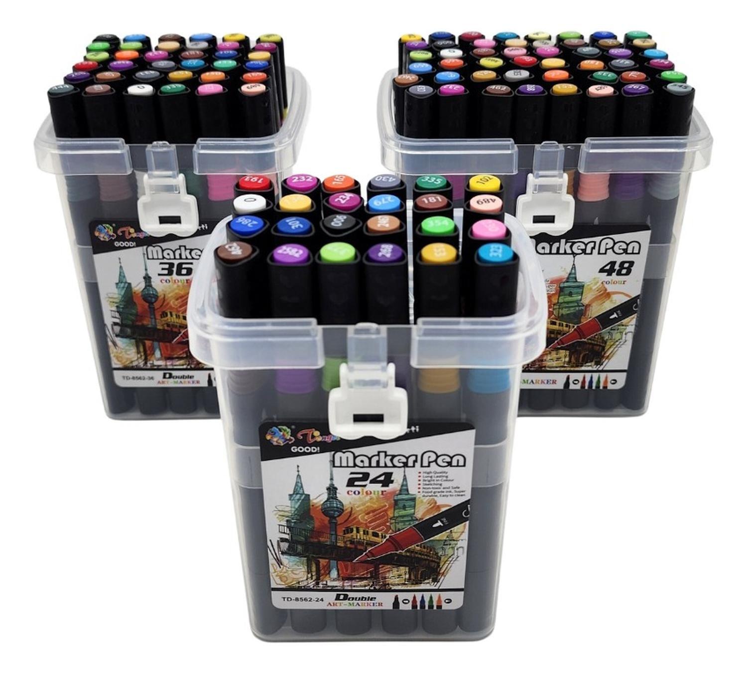 Set Marcadores Doble Punta 48 Lapices Plumones Con Maletin-7