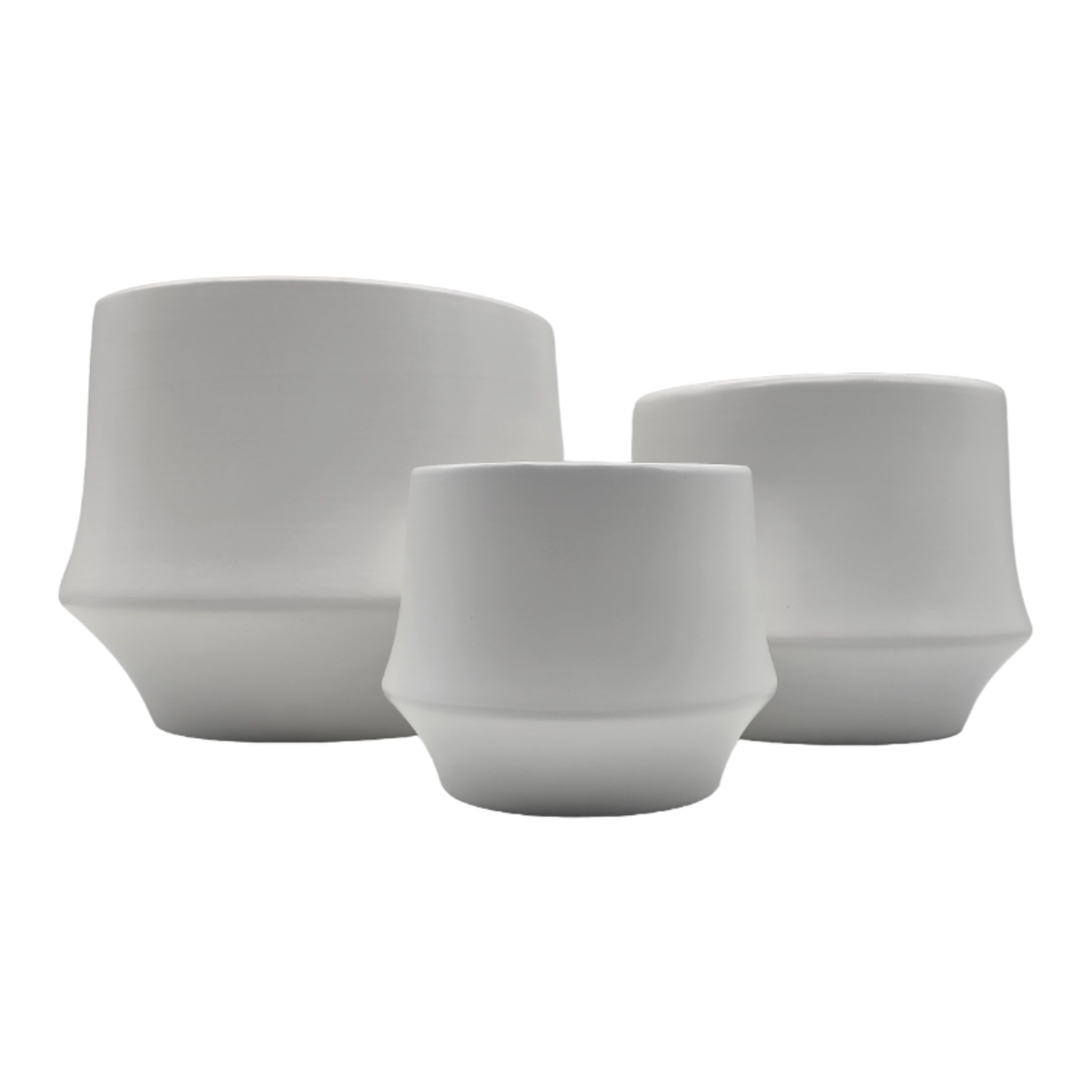 Set 3 Maceteros Maceta De Ceramica Elegante Blanco Liso-4