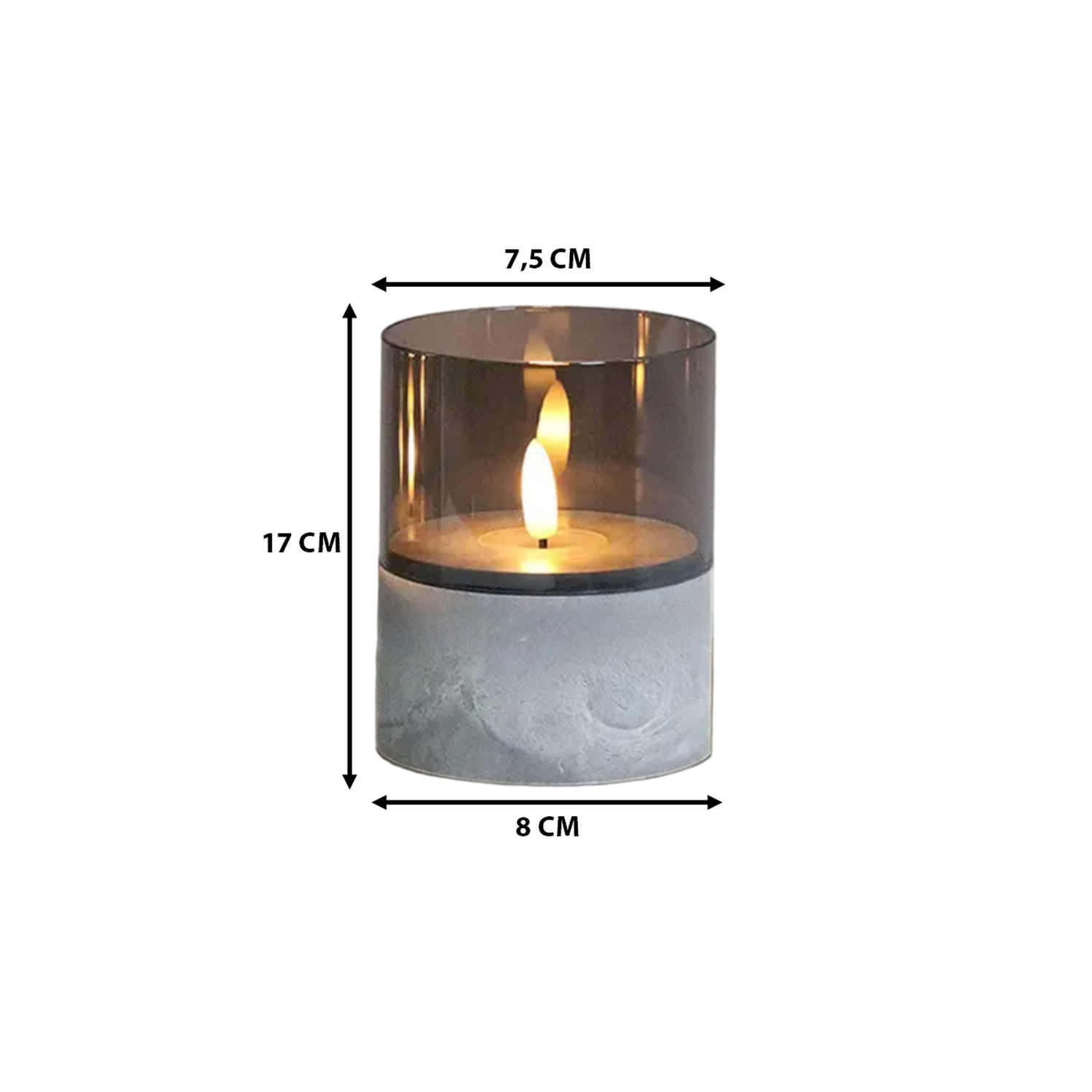 Vela Artificial De Cristal Con Efecto Llama Blanca Luz Led S-1