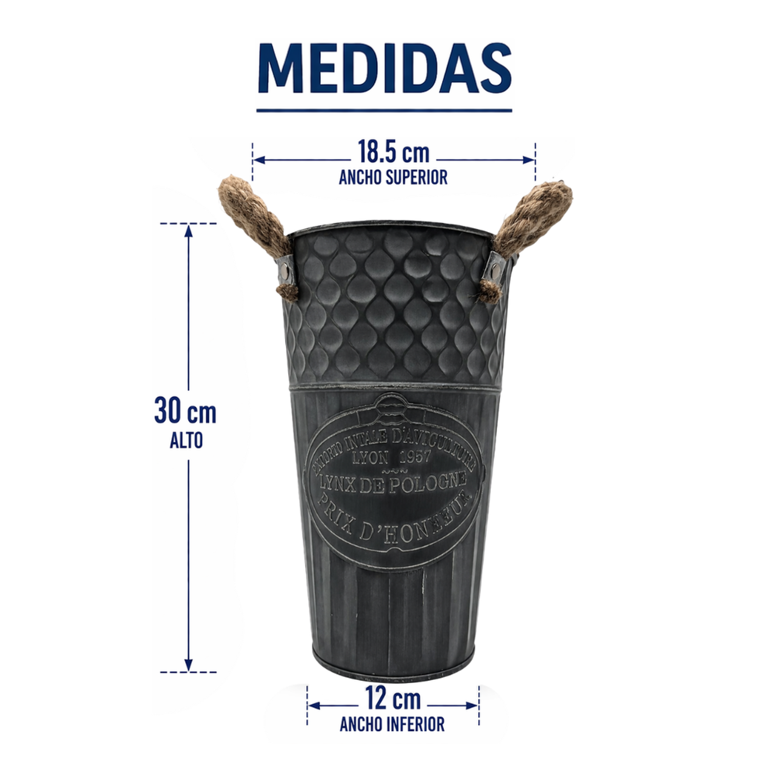 Macetero Metalico Decorativo Verde Vintage Florero S-7