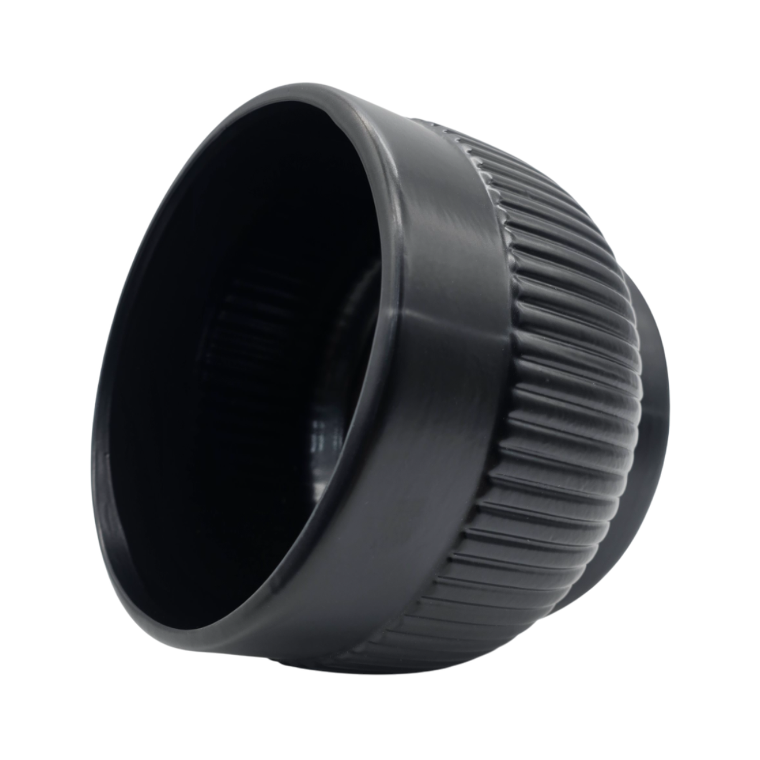 Macetero Maceta De Ceramica Lineas Relieve Negro M-2