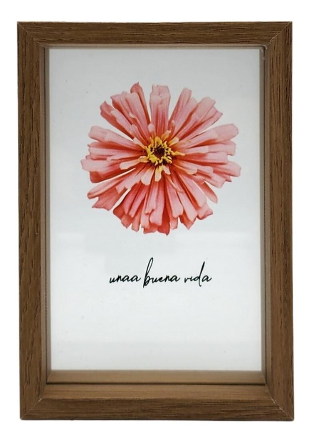 Cuadro De Vidrio Marco Madera Diseño Flor Decorativo-0