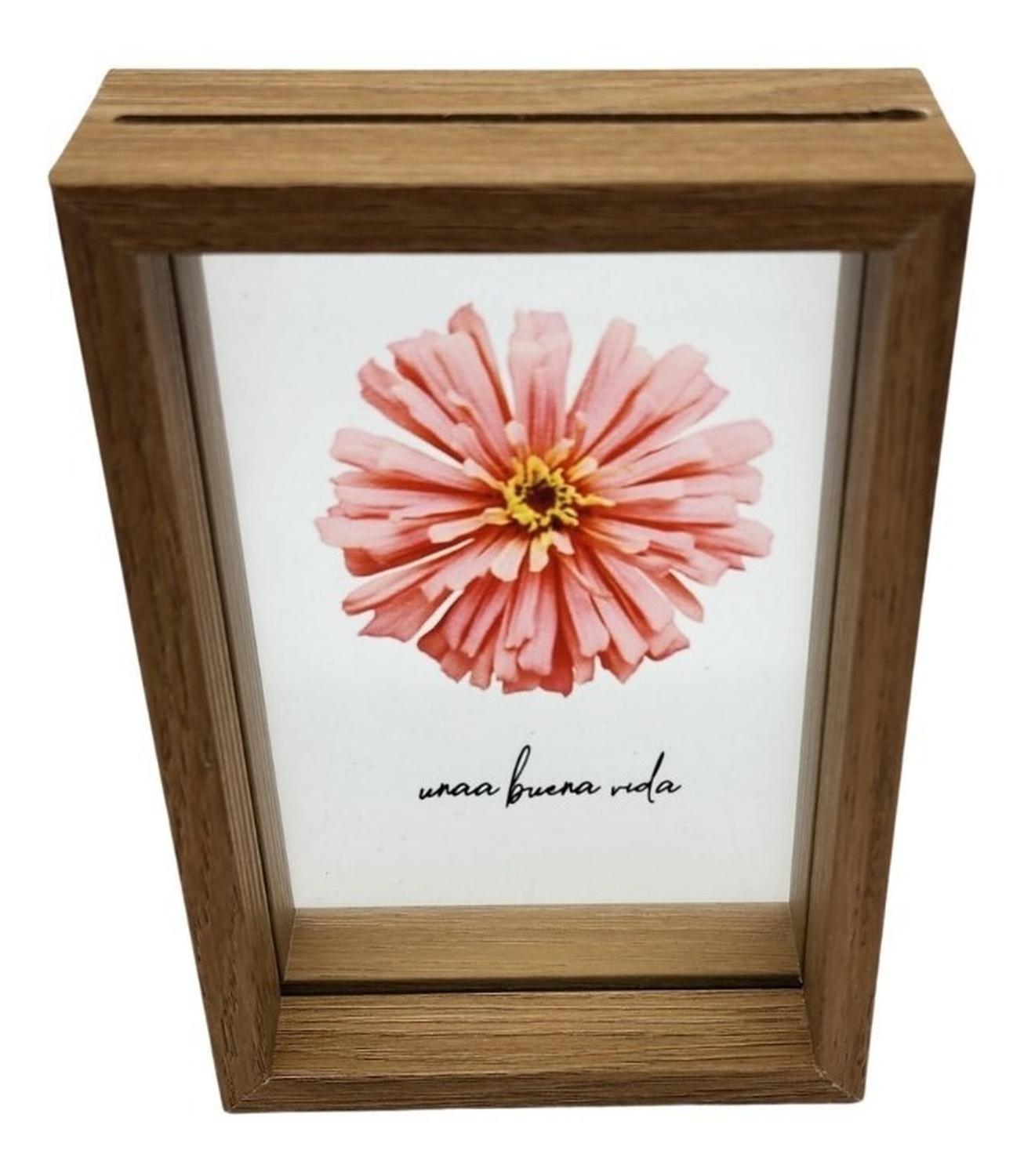 Cuadro De Vidrio Marco Madera Diseño Flor Decorativo-2