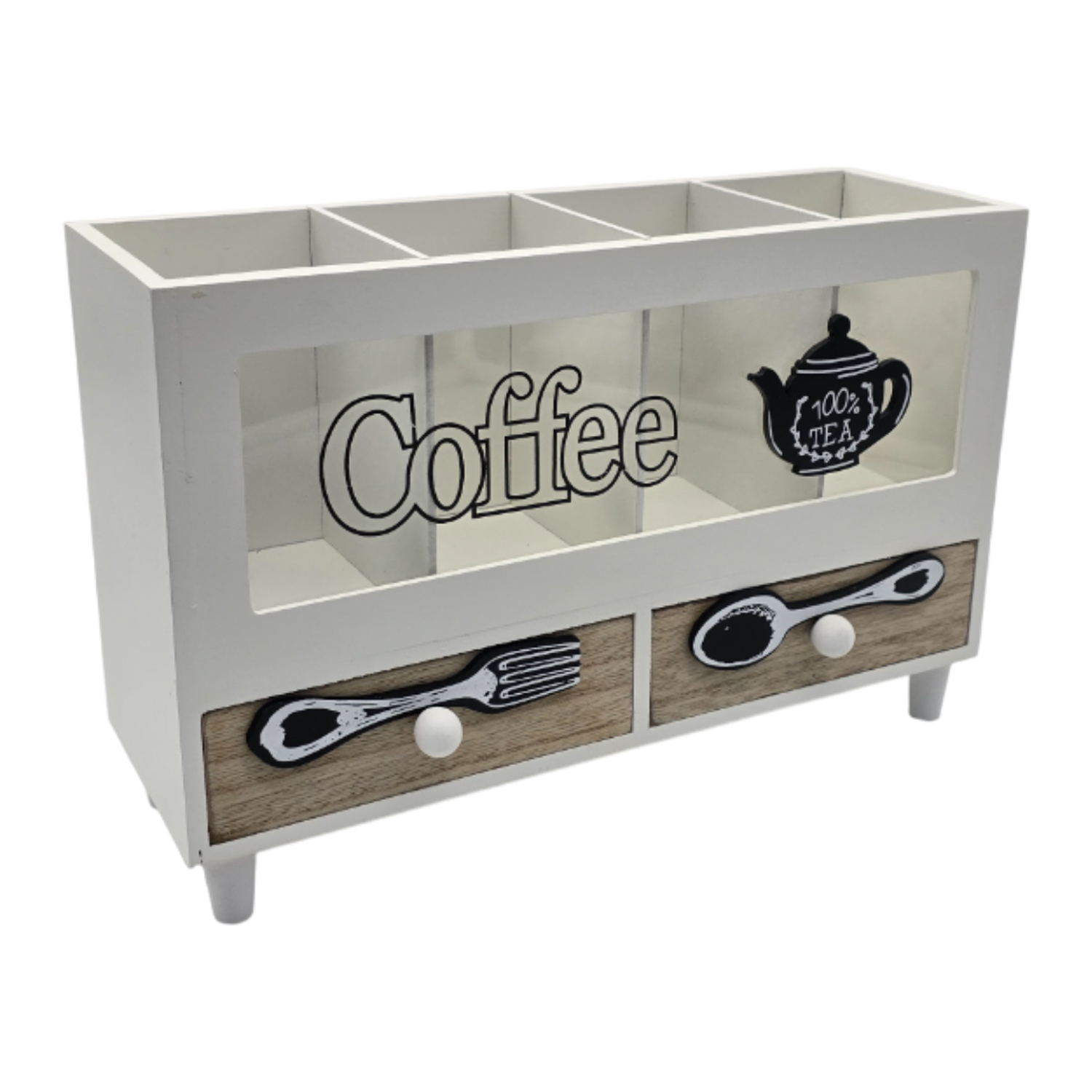 Caja De Te 4 Divisiones Con Cajones Estacion De Café Oficina-7