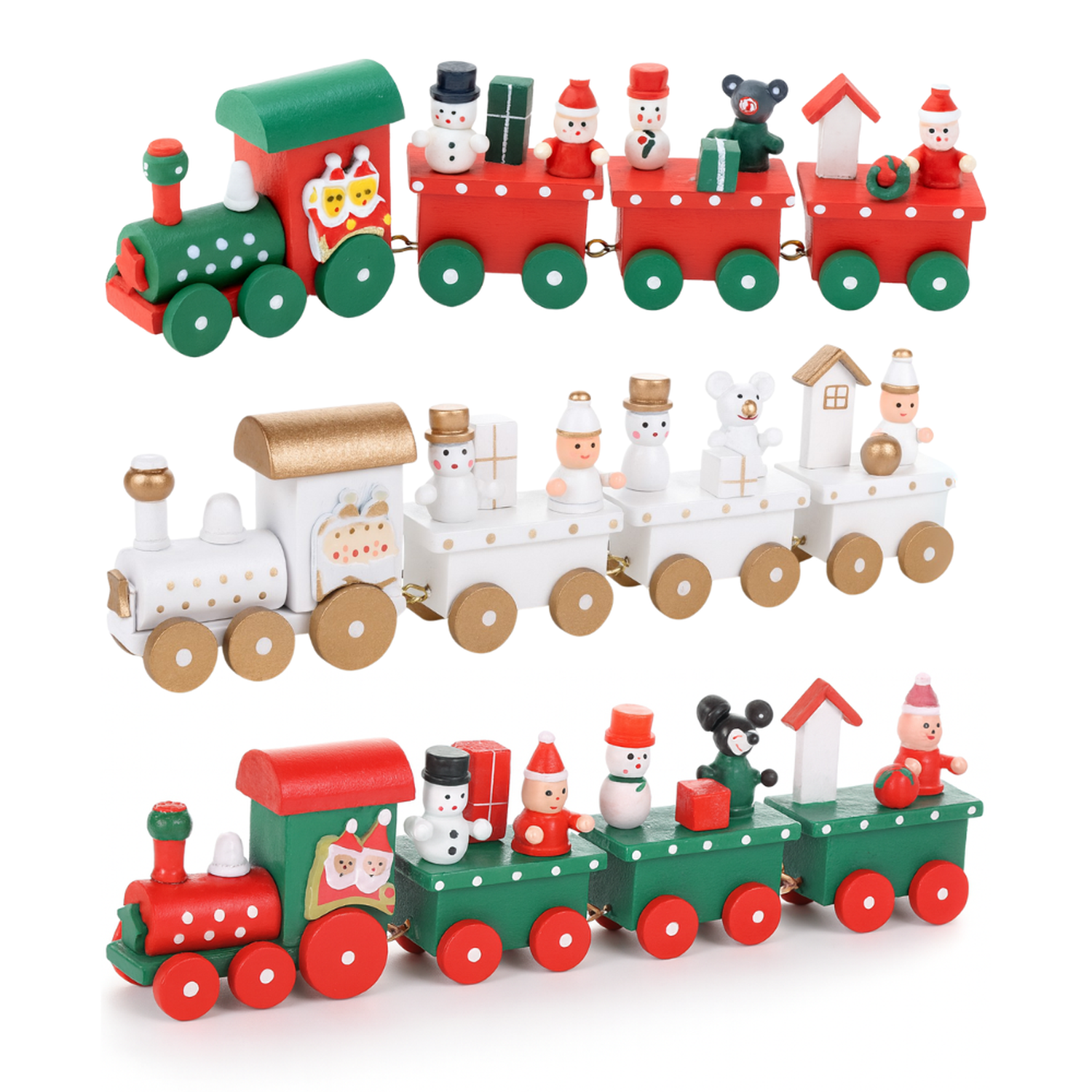 Set 2 Trenes Navideños Madera Decorativos Adorno Navidad-4