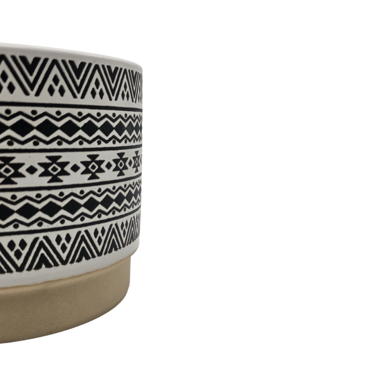 Macetero Maceta De Ceramica Blanco Con Patrones Negro M-3