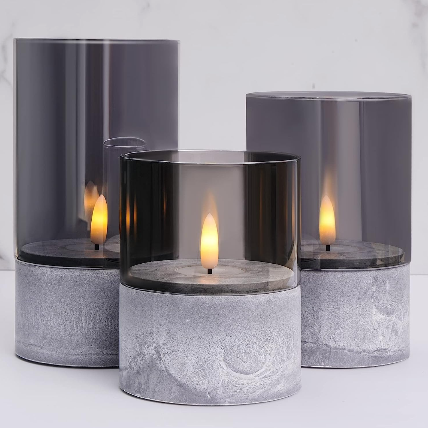 Vela Artificial De Cristal Con Efecto Llama Blanca Luz Led M-8