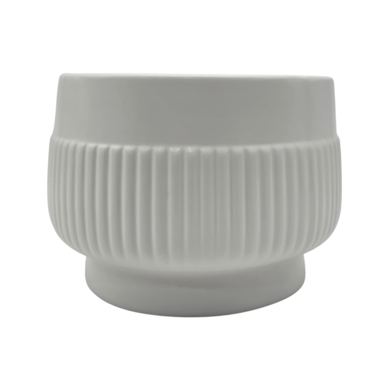 Set 3 Maceteros Maceta De Ceramica Lineas Relieve Blanco-4